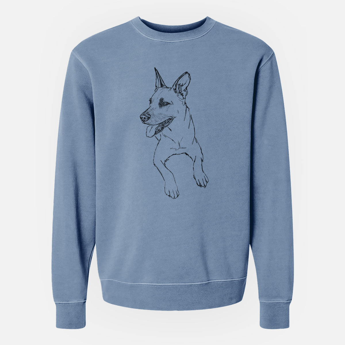 Doodled Winston the Mixed Breed - Unisex Pigment Dyed Crew Sweatshirt