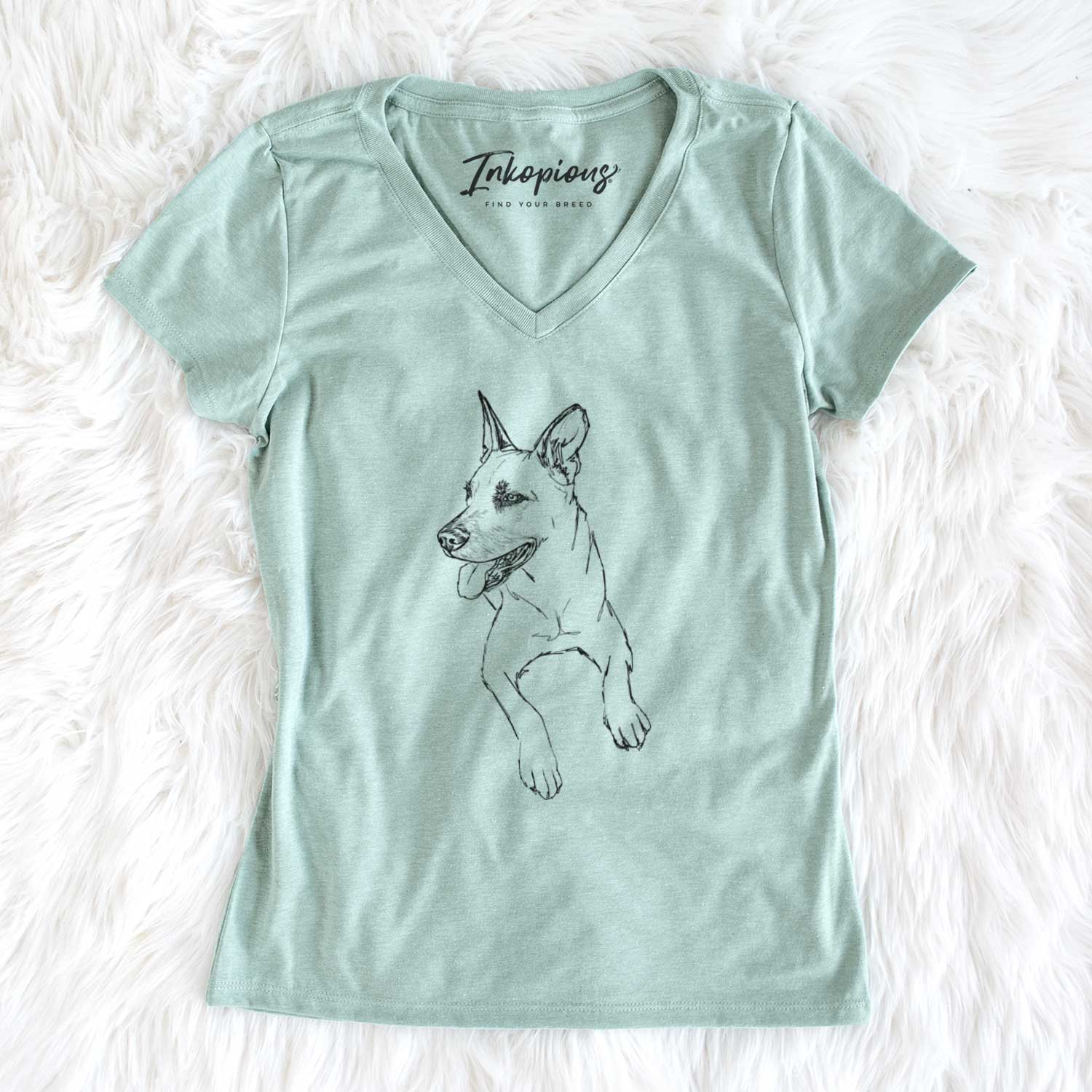 Doodled Winston the Mixed Breed - Women's V-neck Shirt