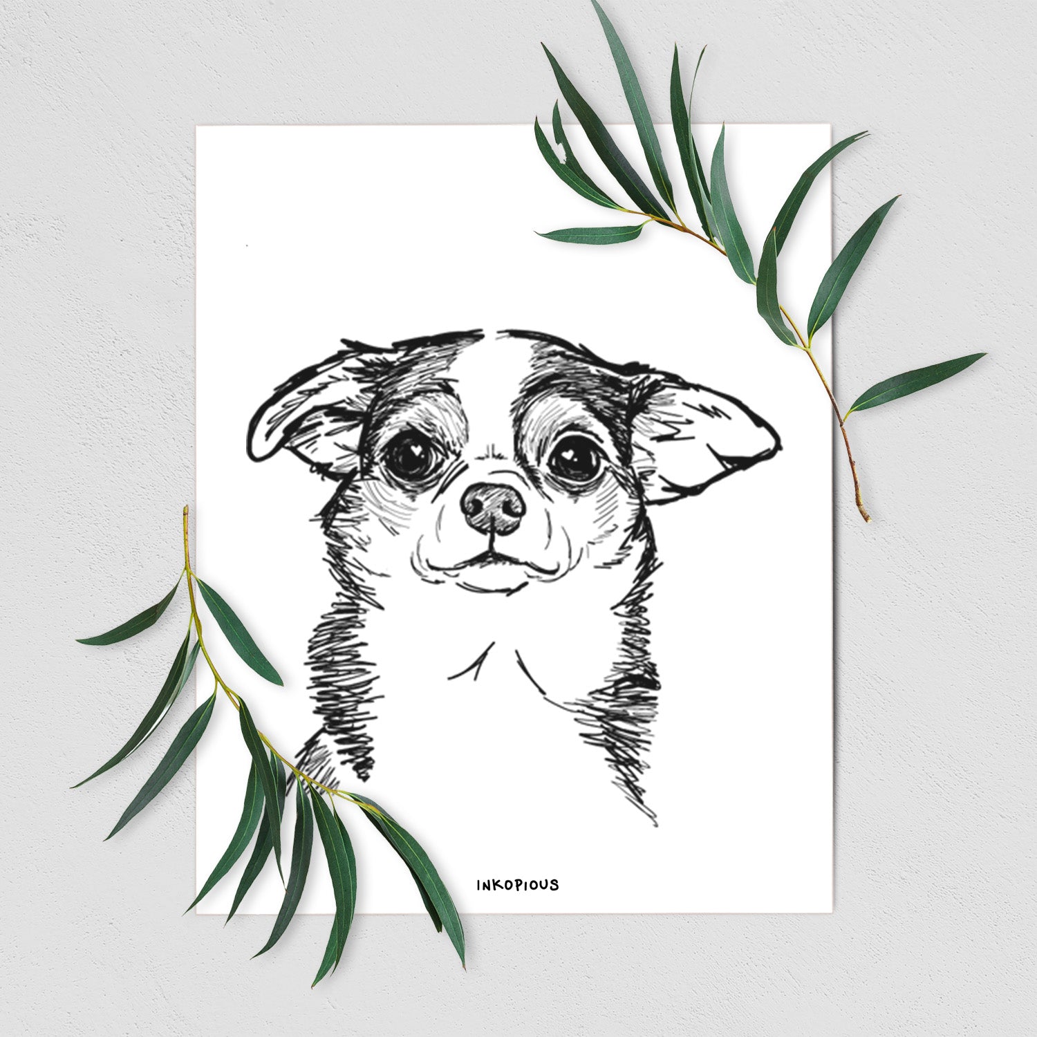 Doodled Worm the Chihuahua Art Print