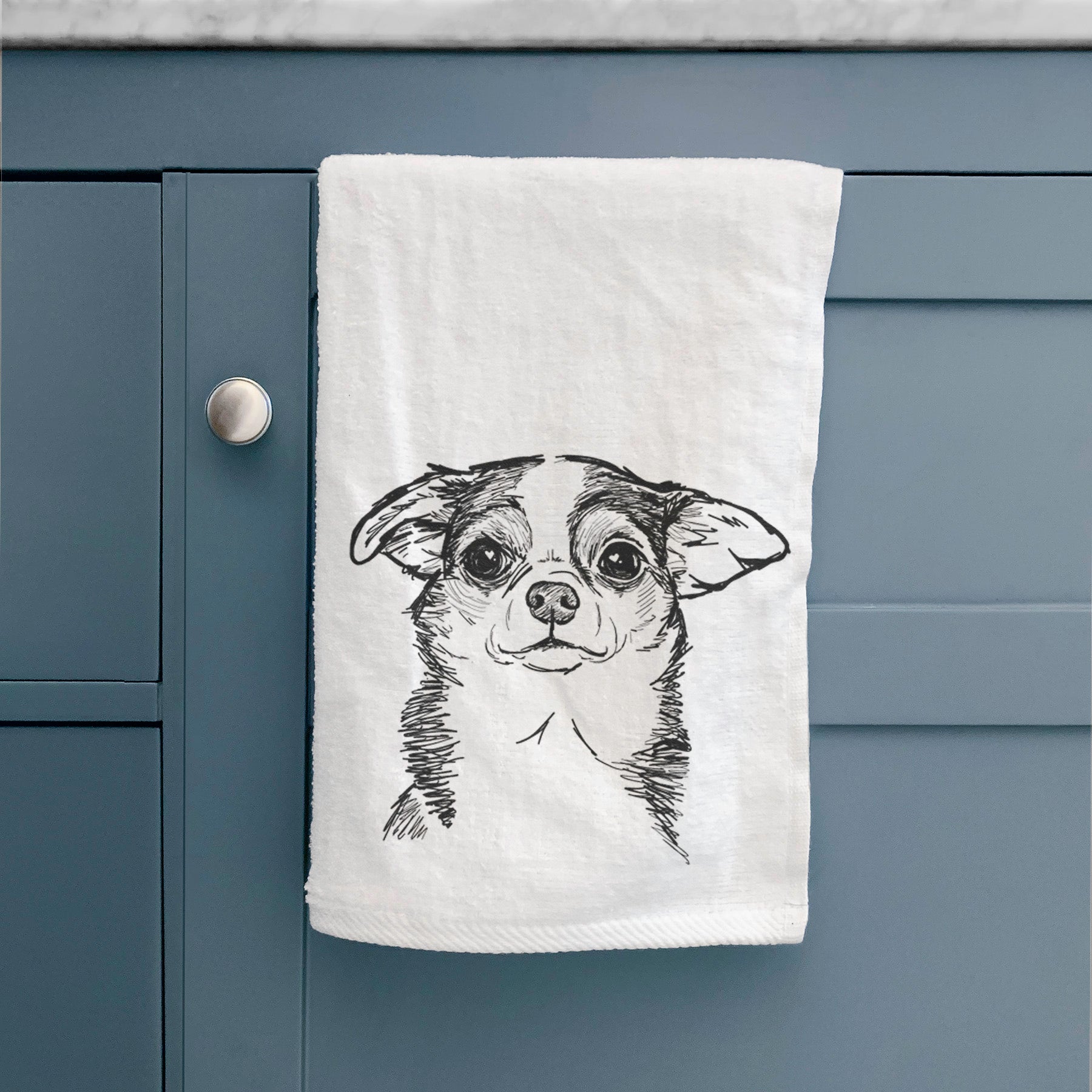 Doodled Worm the Chihuahua Decorative Hand Towel