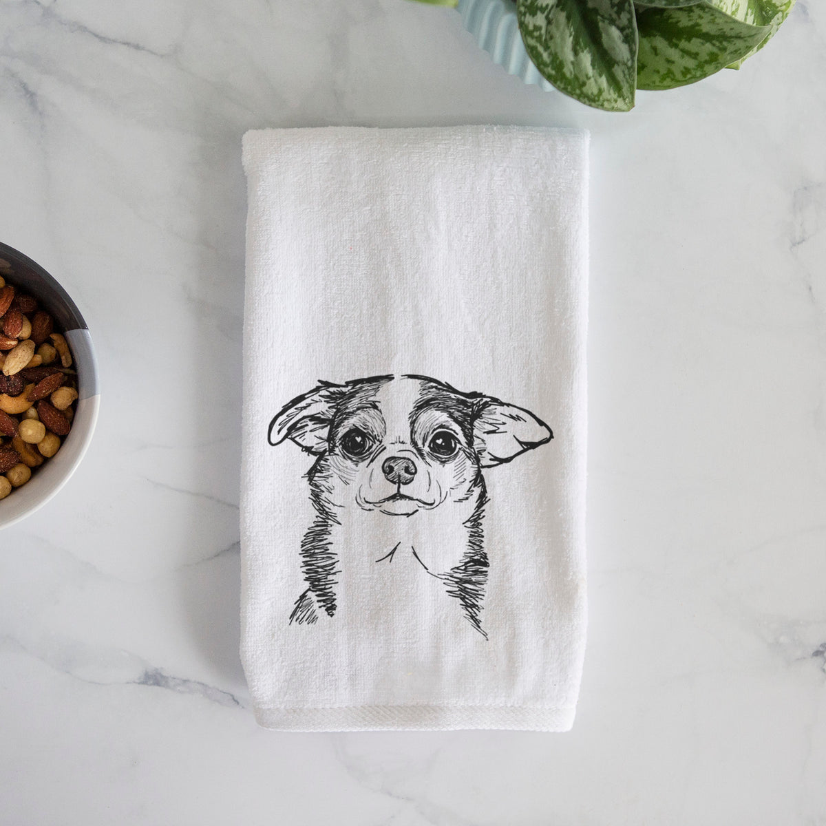 Doodled Worm the Chihuahua Decorative Hand Towel