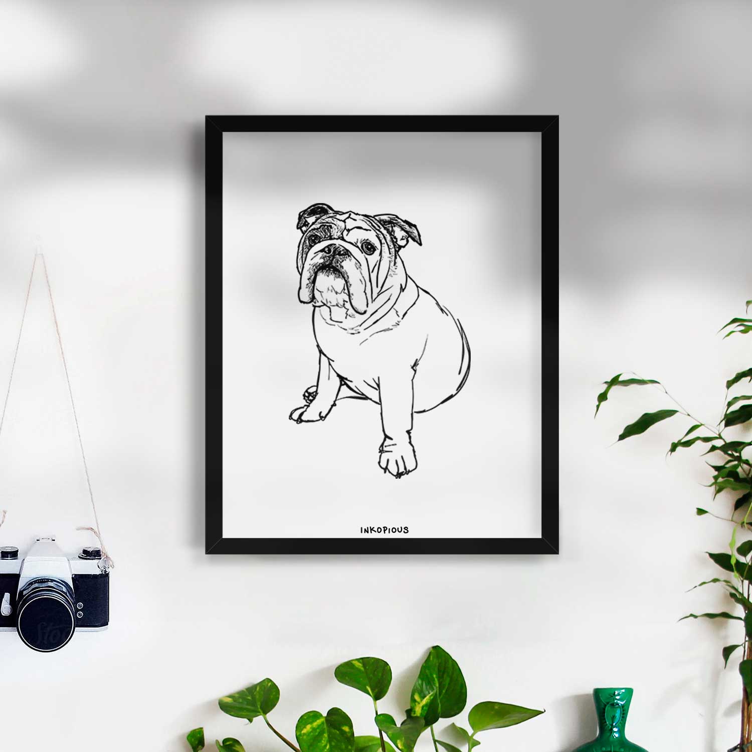 Doodled Yogi the English Bulldog Art Print