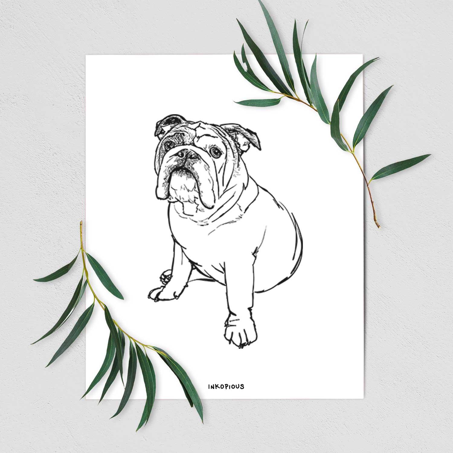 Doodled Yogi the English Bulldog Art Print