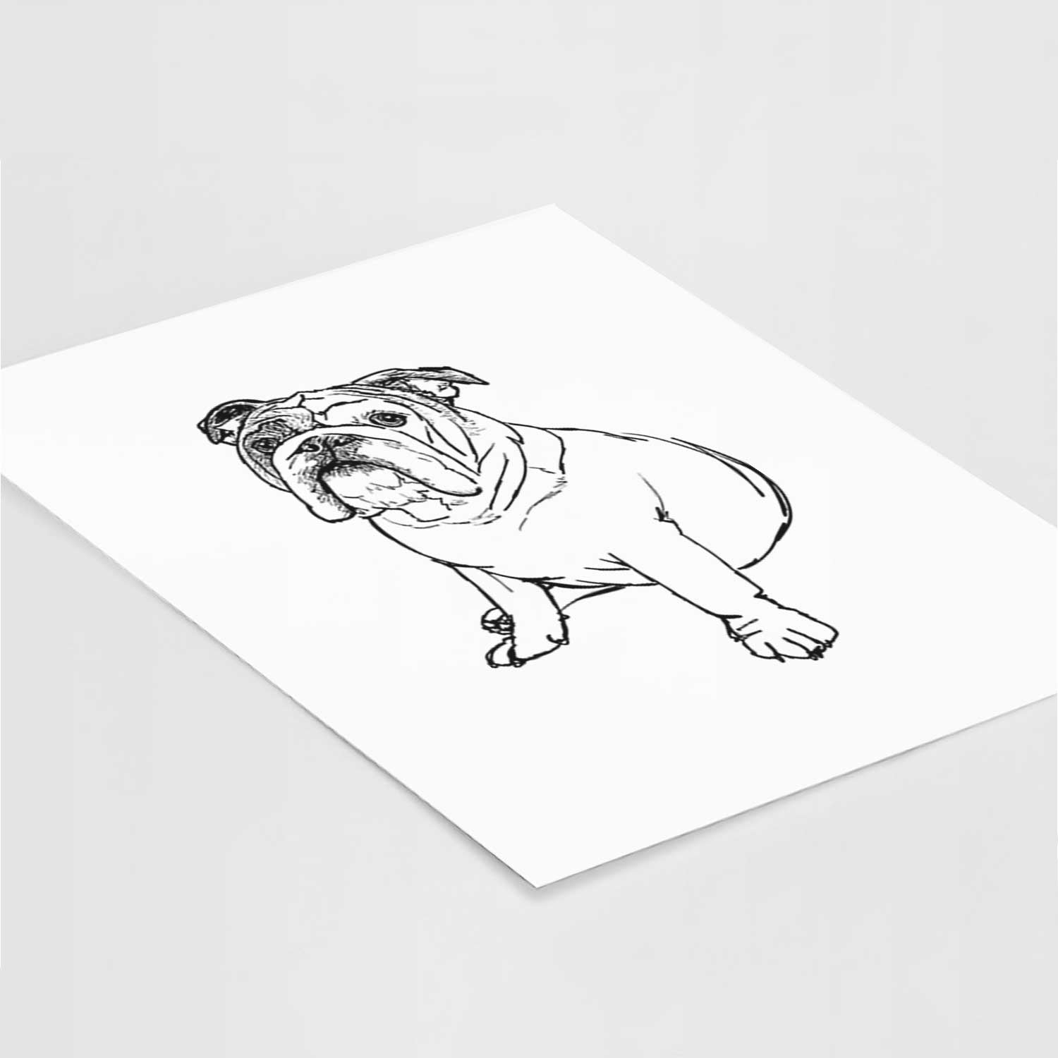 Doodled Yogi the English Bulldog Art Print