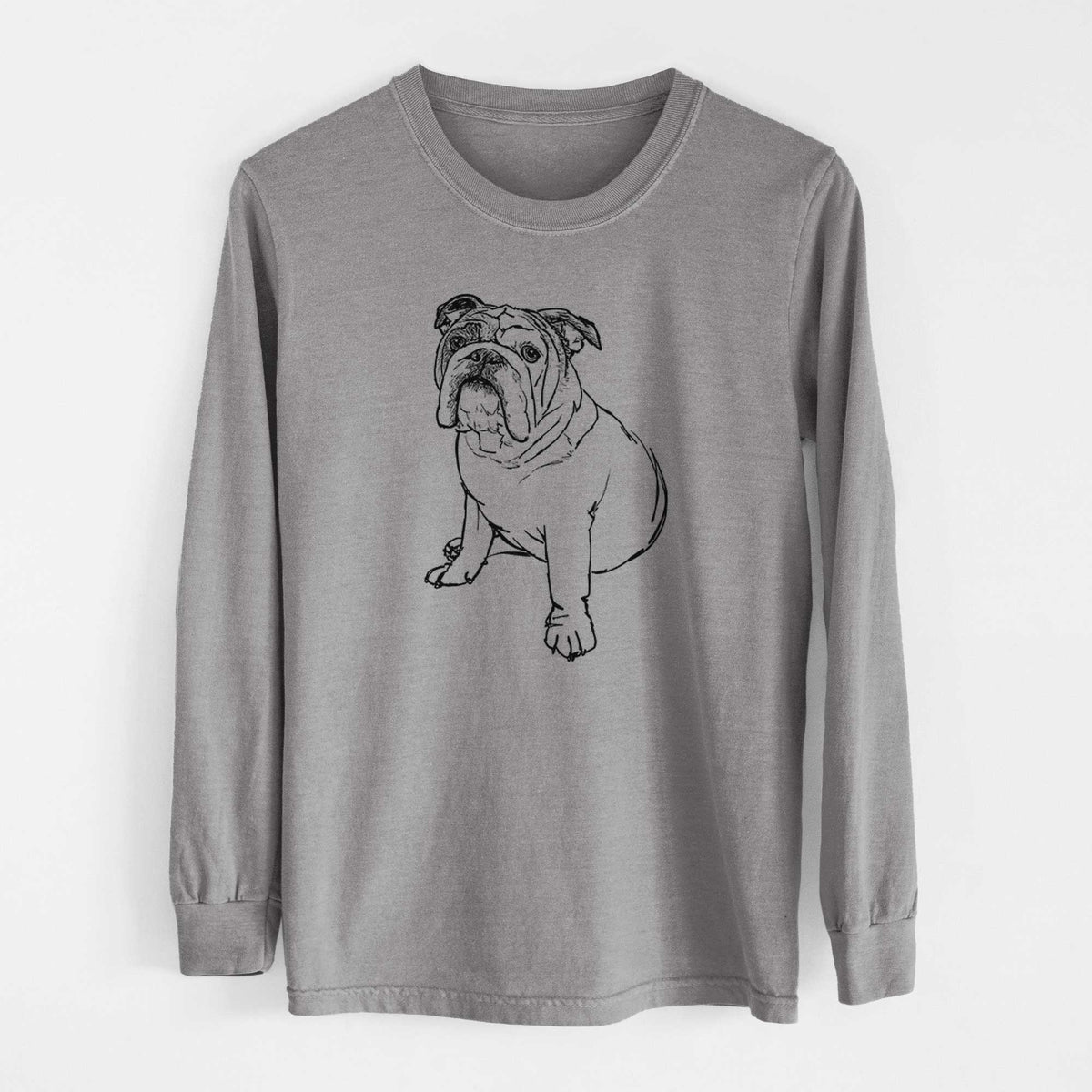 Doodled Yogi the English Bulldog - Heavyweight 100% Cotton Long Sleeve