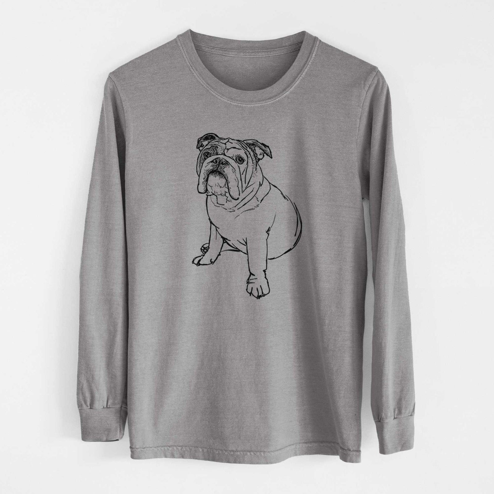 Doodled Yogi the English Bulldog - Heavyweight 100% Cotton Long Sleeve