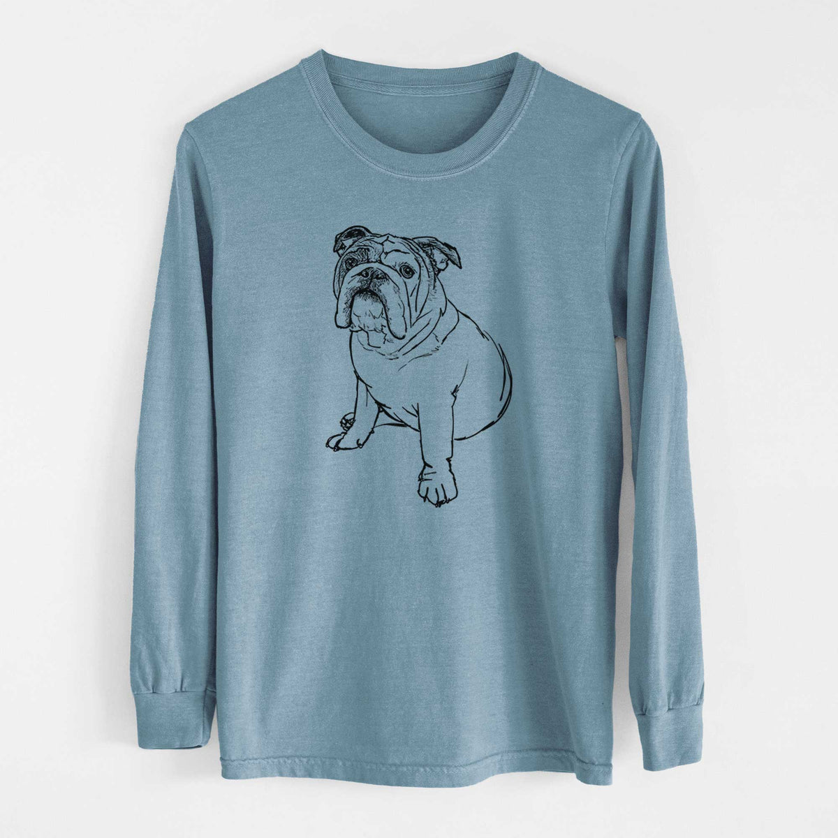 Doodled Yogi the English Bulldog - Heavyweight 100% Cotton Long Sleeve