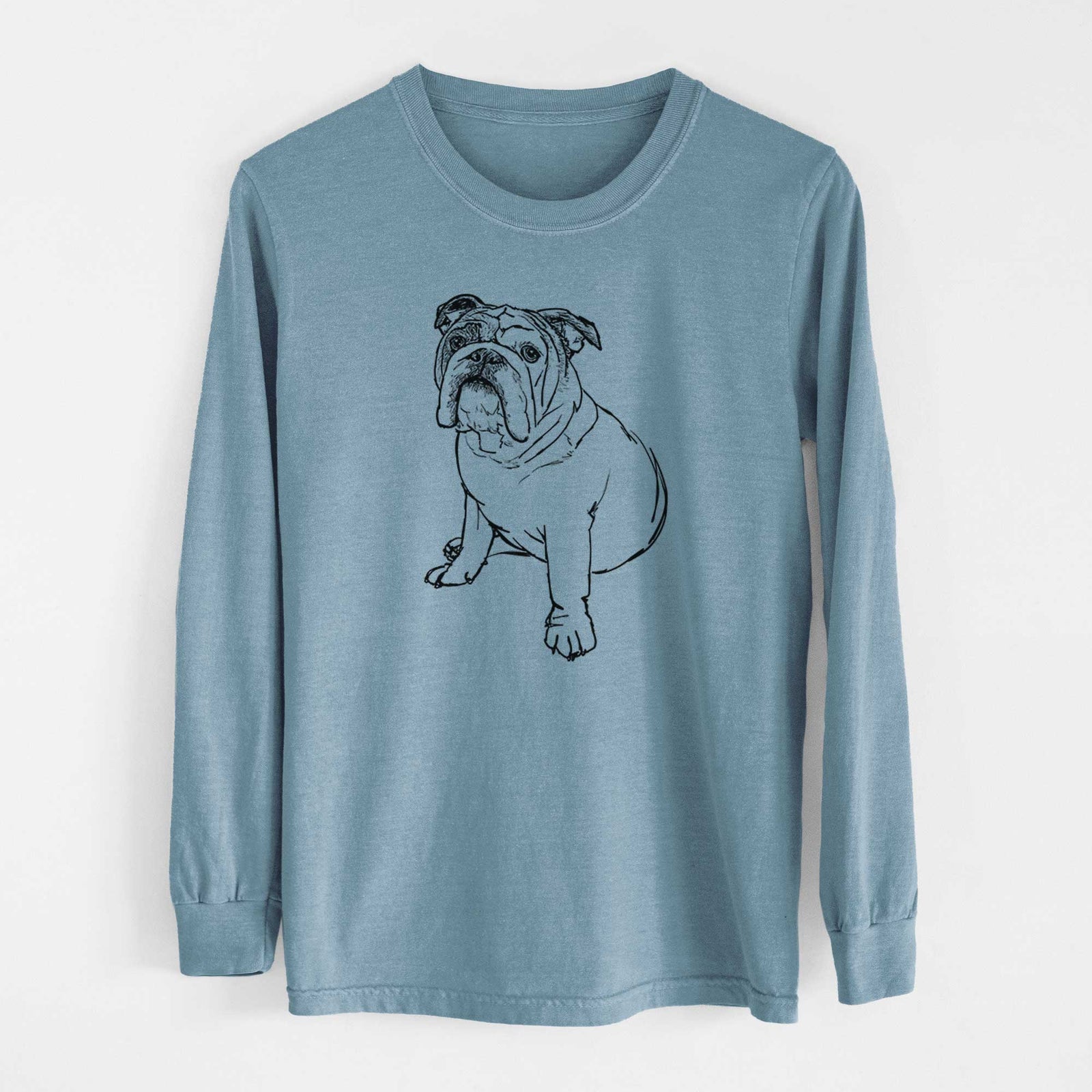 Doodled Yogi the English Bulldog - Heavyweight 100% Cotton Long Sleeve