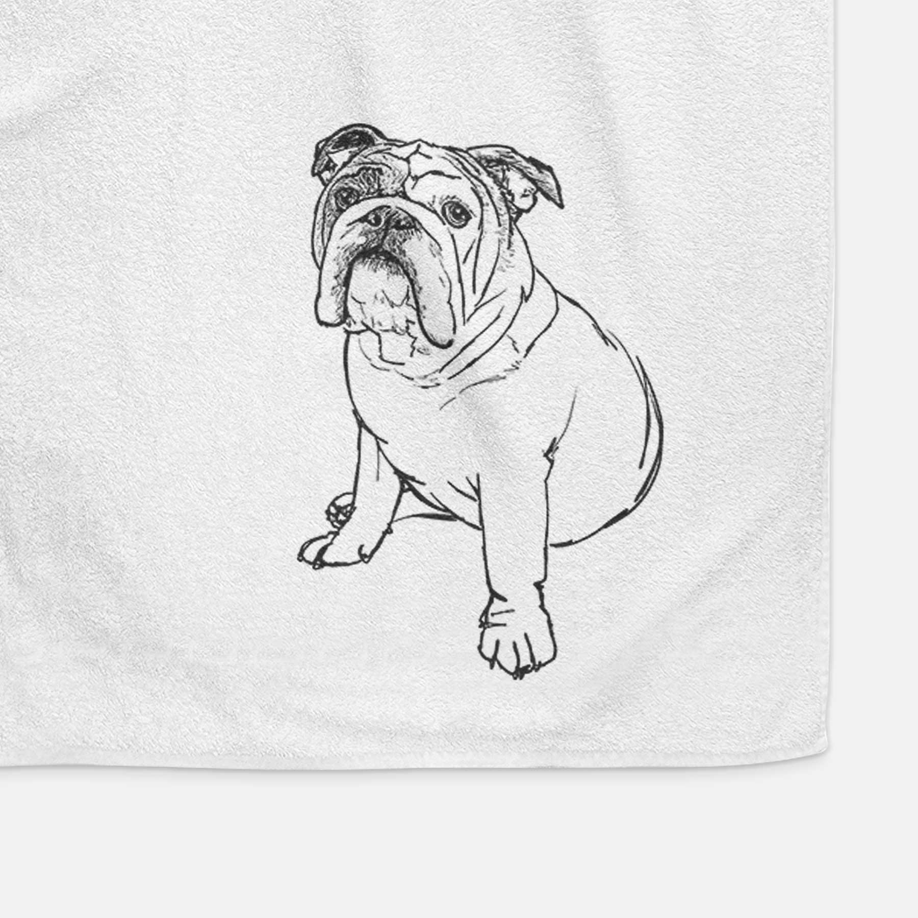 Doodled Yogi the English Bulldog Decorative Hand Towel