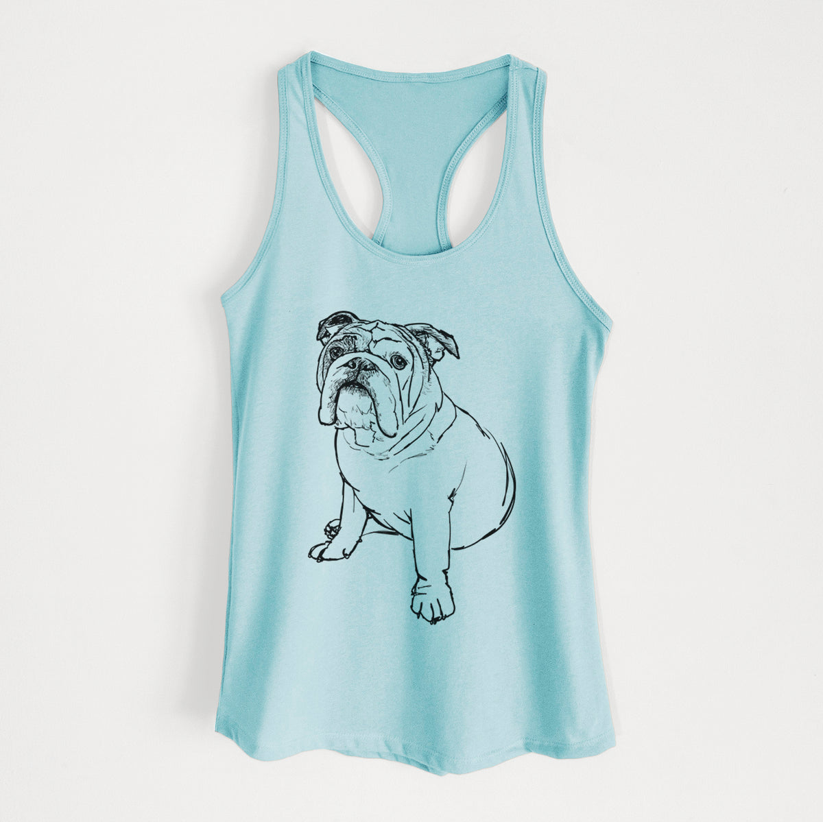 Doodled Yogi the English Bulldog - Women&#39;s Racerback Tanktop