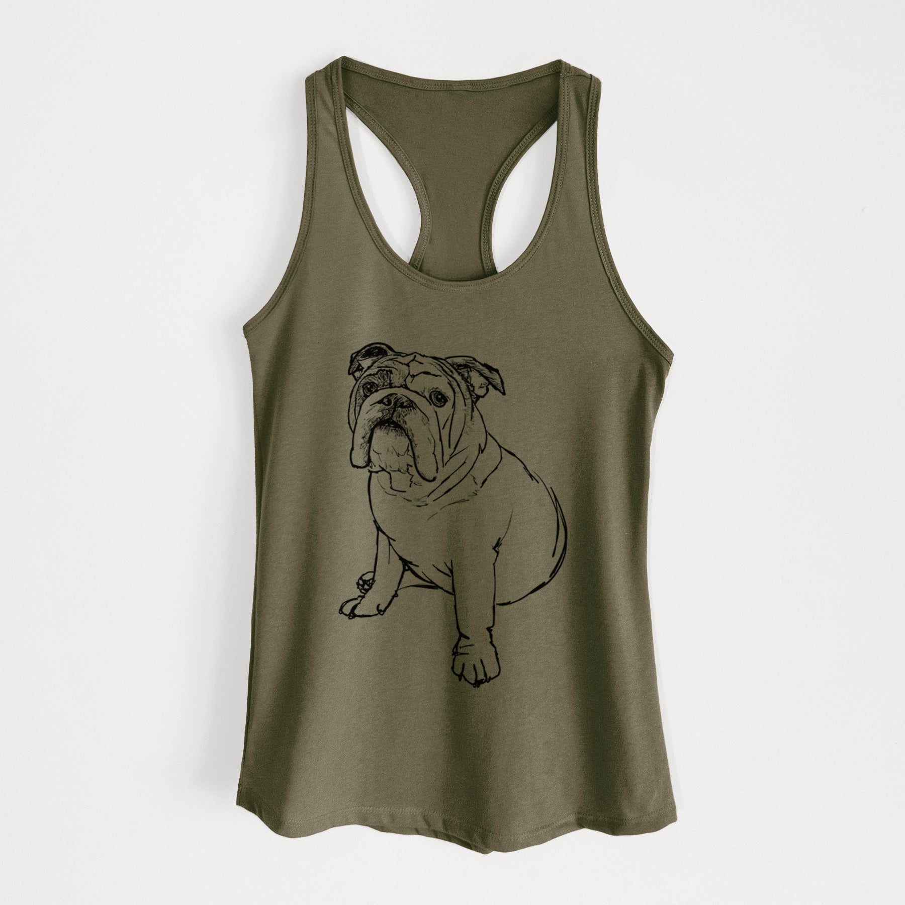 Doodled Yogi the English Bulldog - Women's Racerback Tanktop