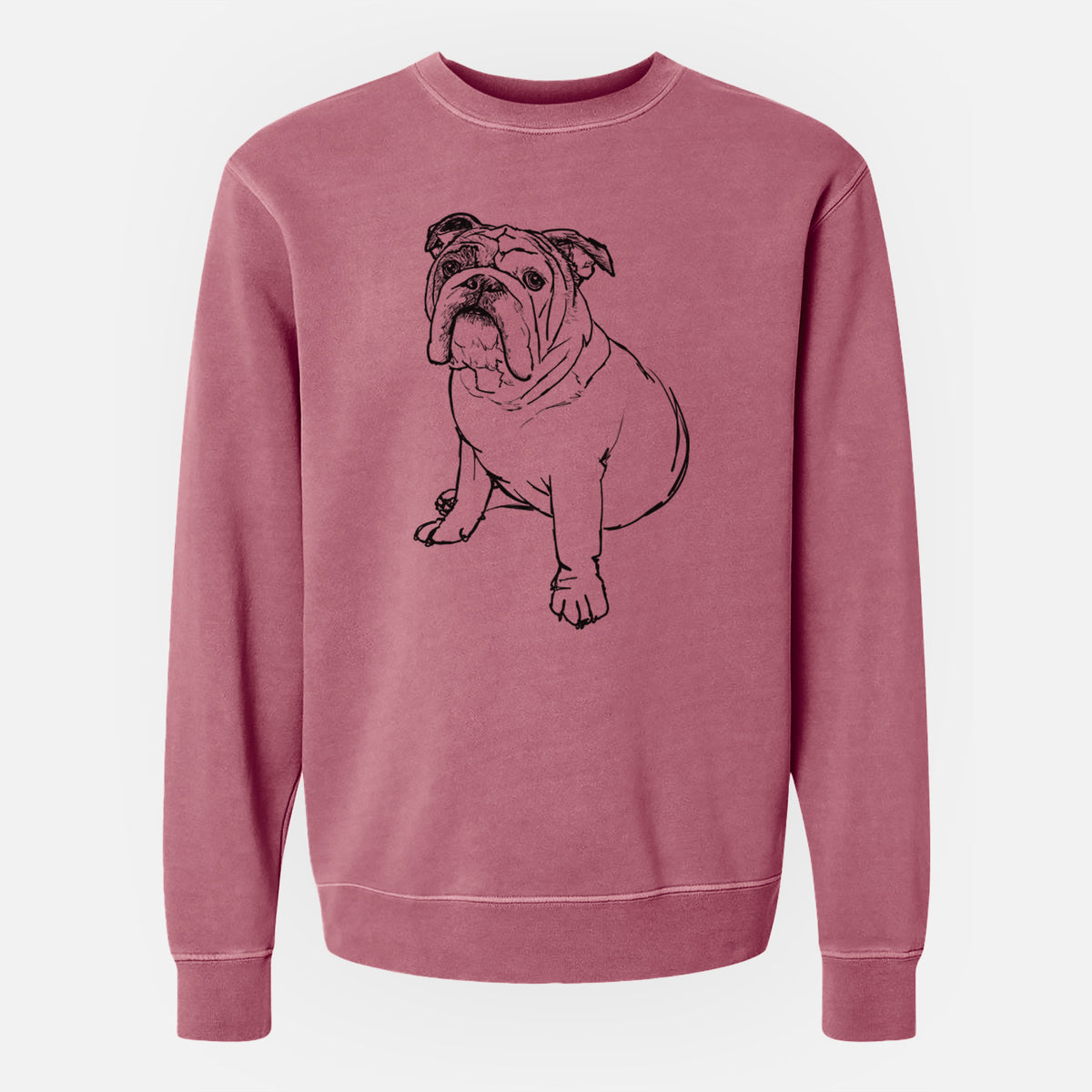 Doodled Yogi the English Bulldog - Unisex Pigment Dyed Crew Sweatshirt