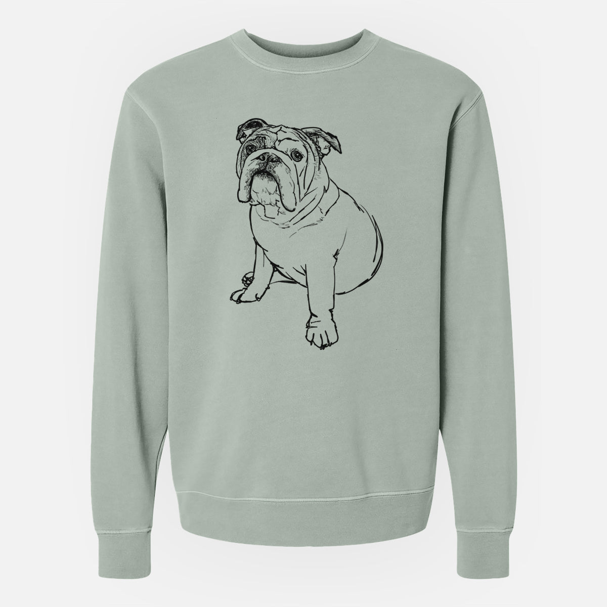 Doodled Yogi the English Bulldog - Unisex Pigment Dyed Crew Sweatshirt