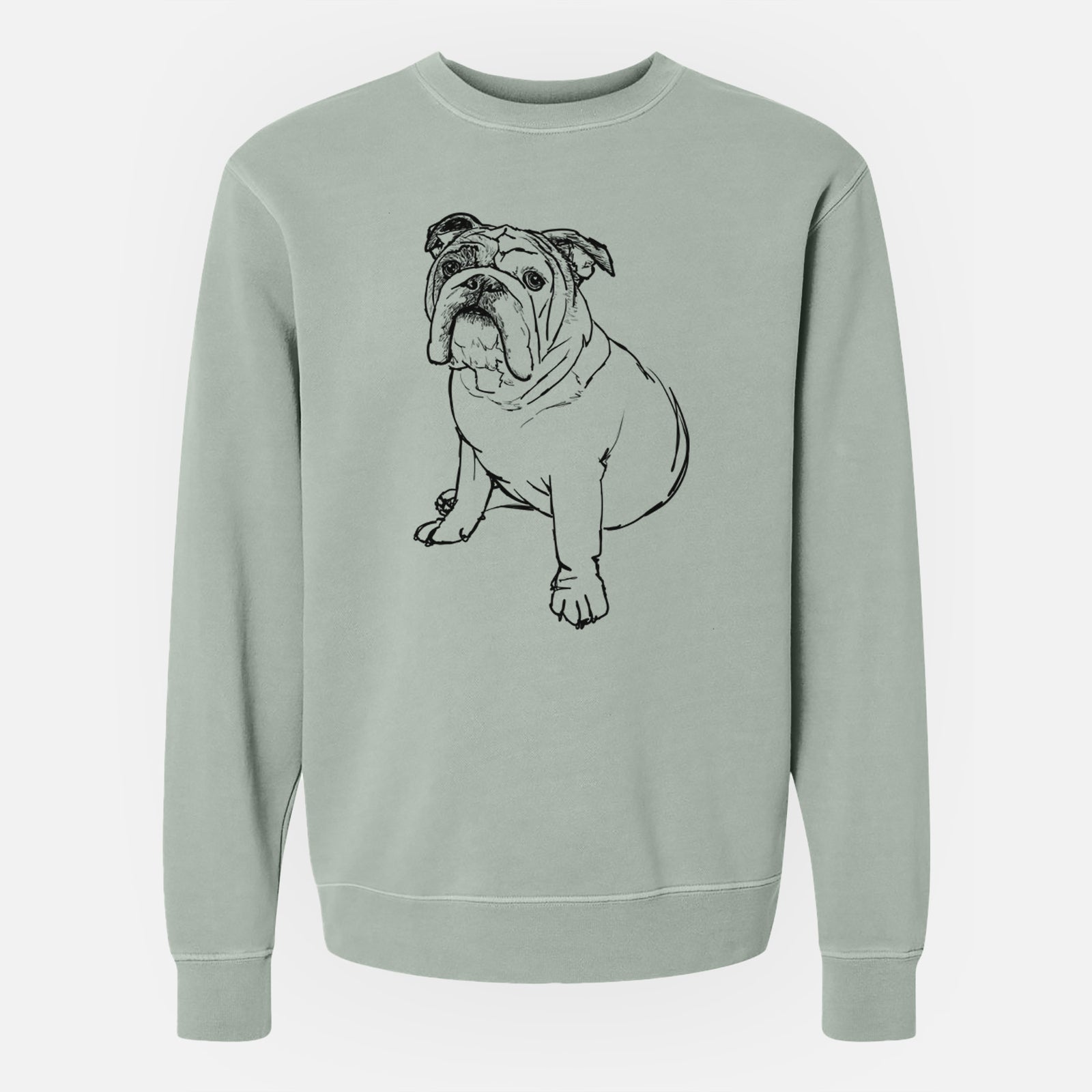 Doodled Yogi the English Bulldog - Unisex Pigment Dyed Crew Sweatshirt