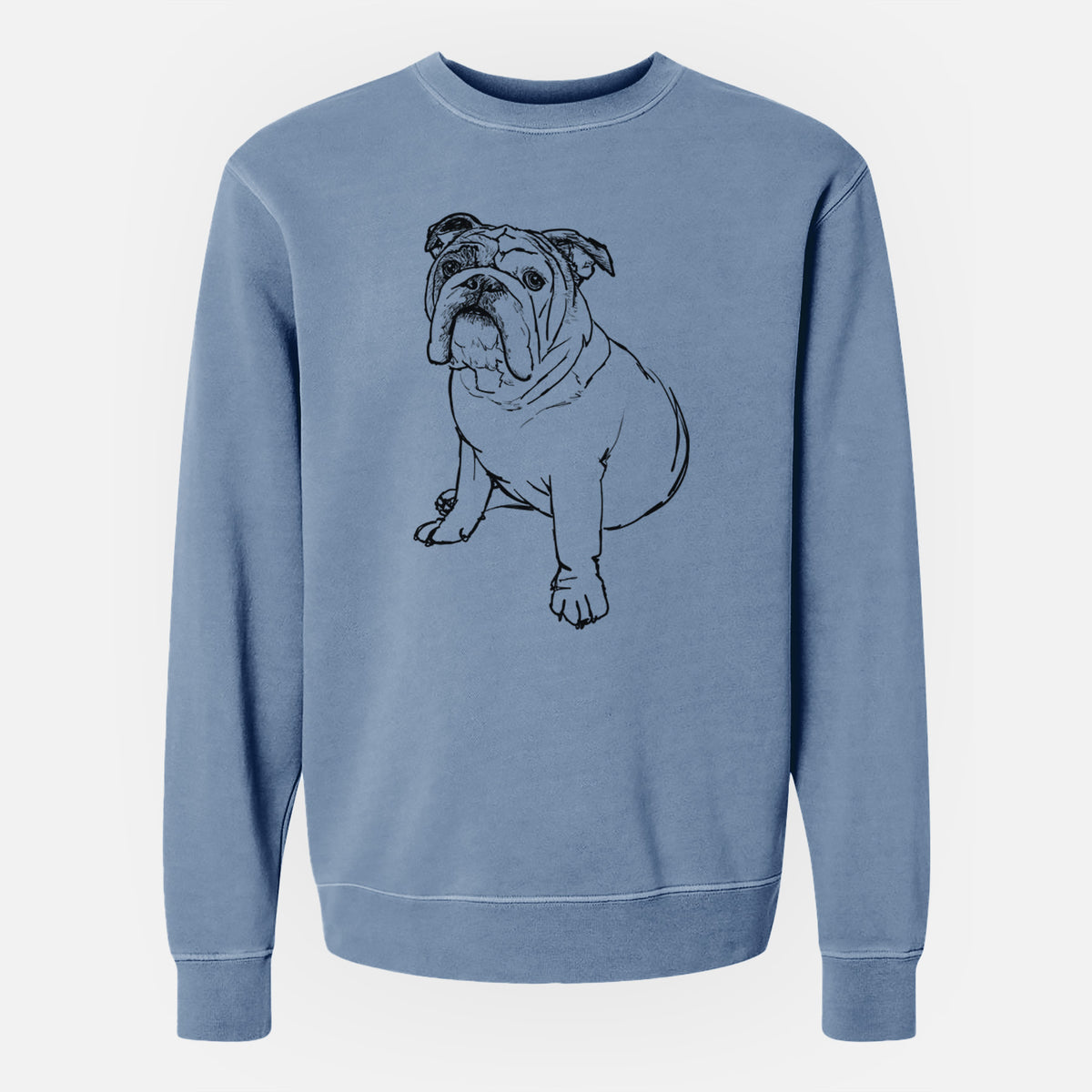 Doodled Yogi the English Bulldog - Unisex Pigment Dyed Crew Sweatshirt
