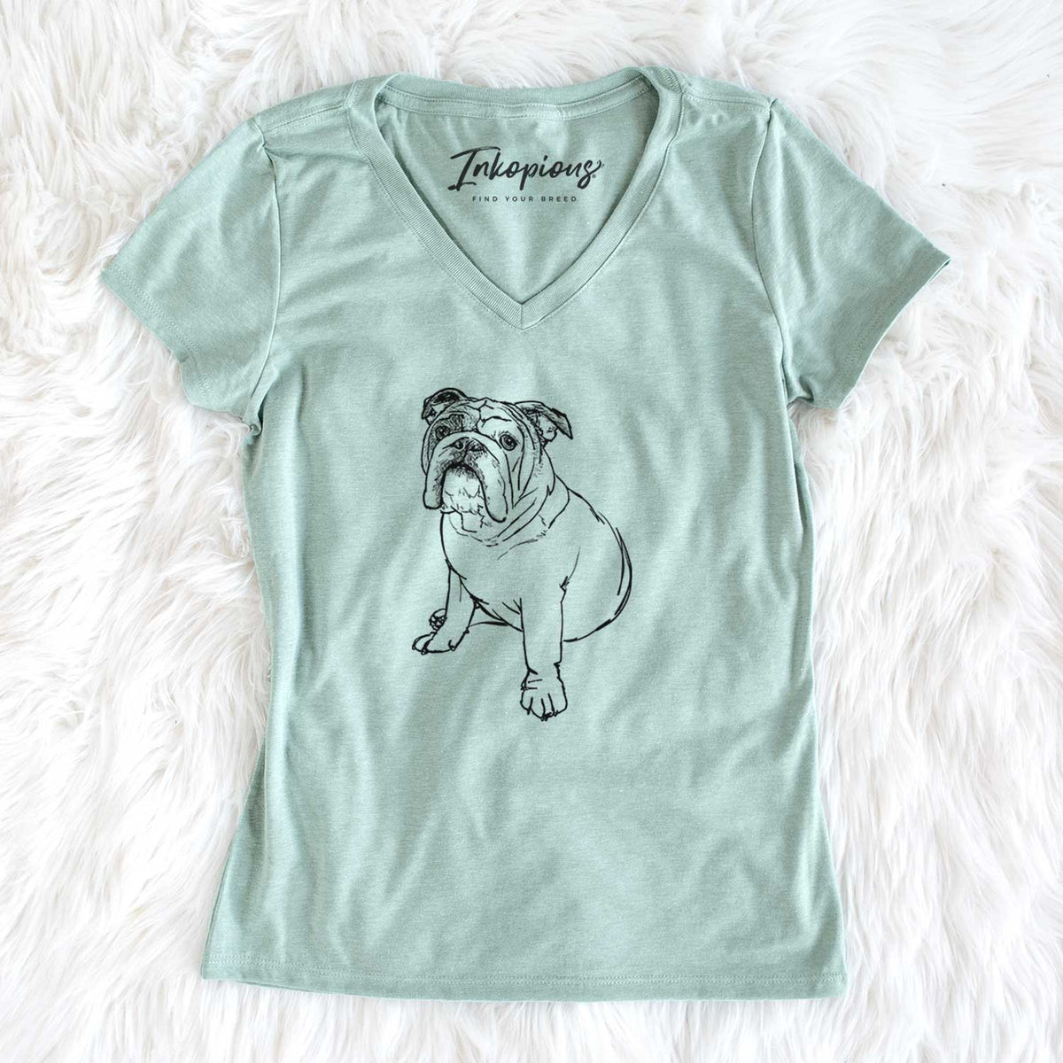 Doodled Yogi the English Bulldog - Women&#39;s V-neck Shirt