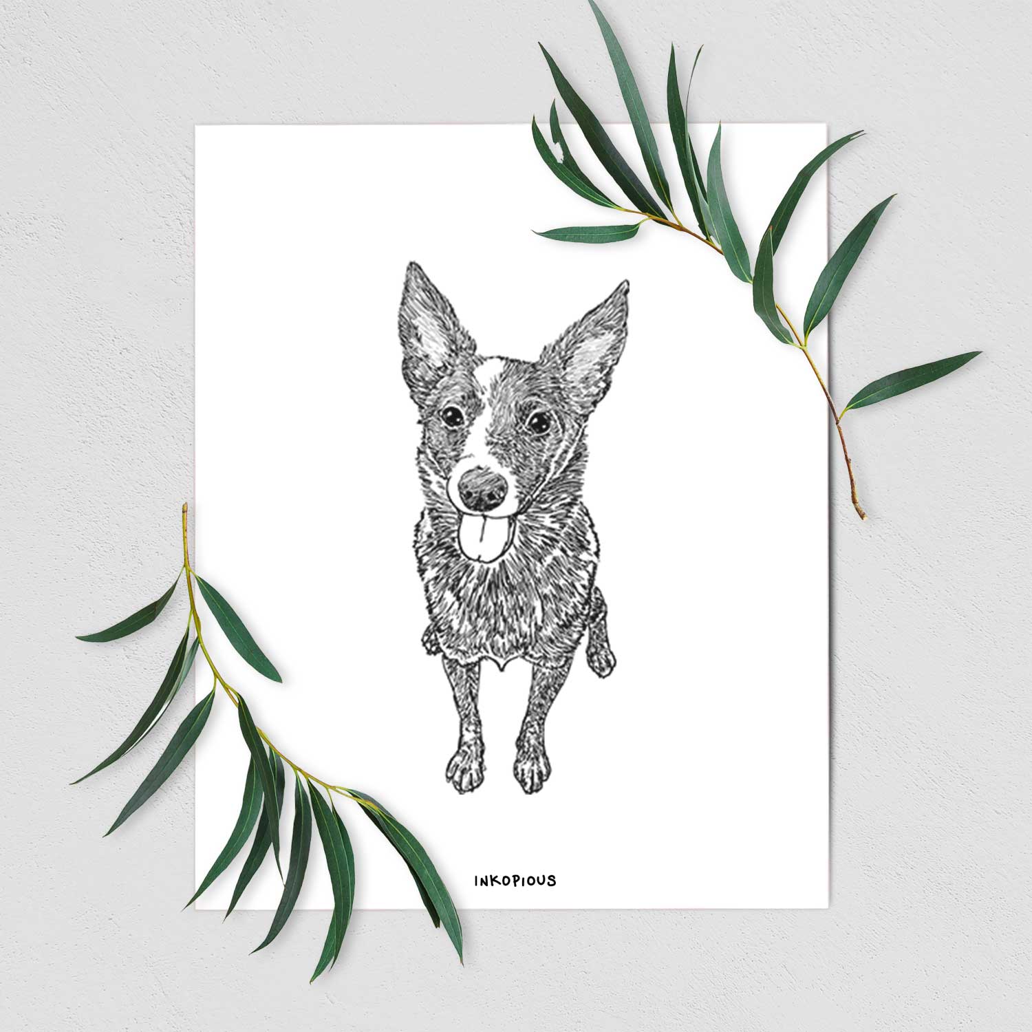 Doodled Zane the Australian Cattle Dog Art Print