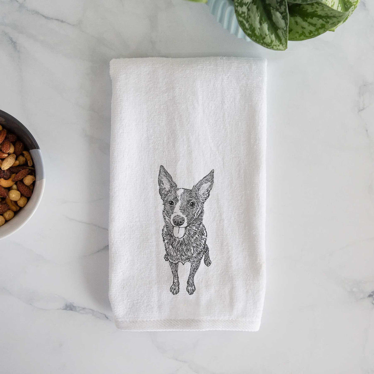 Doodled Zane the Australian Cattle Dog Decorative Hand Towel