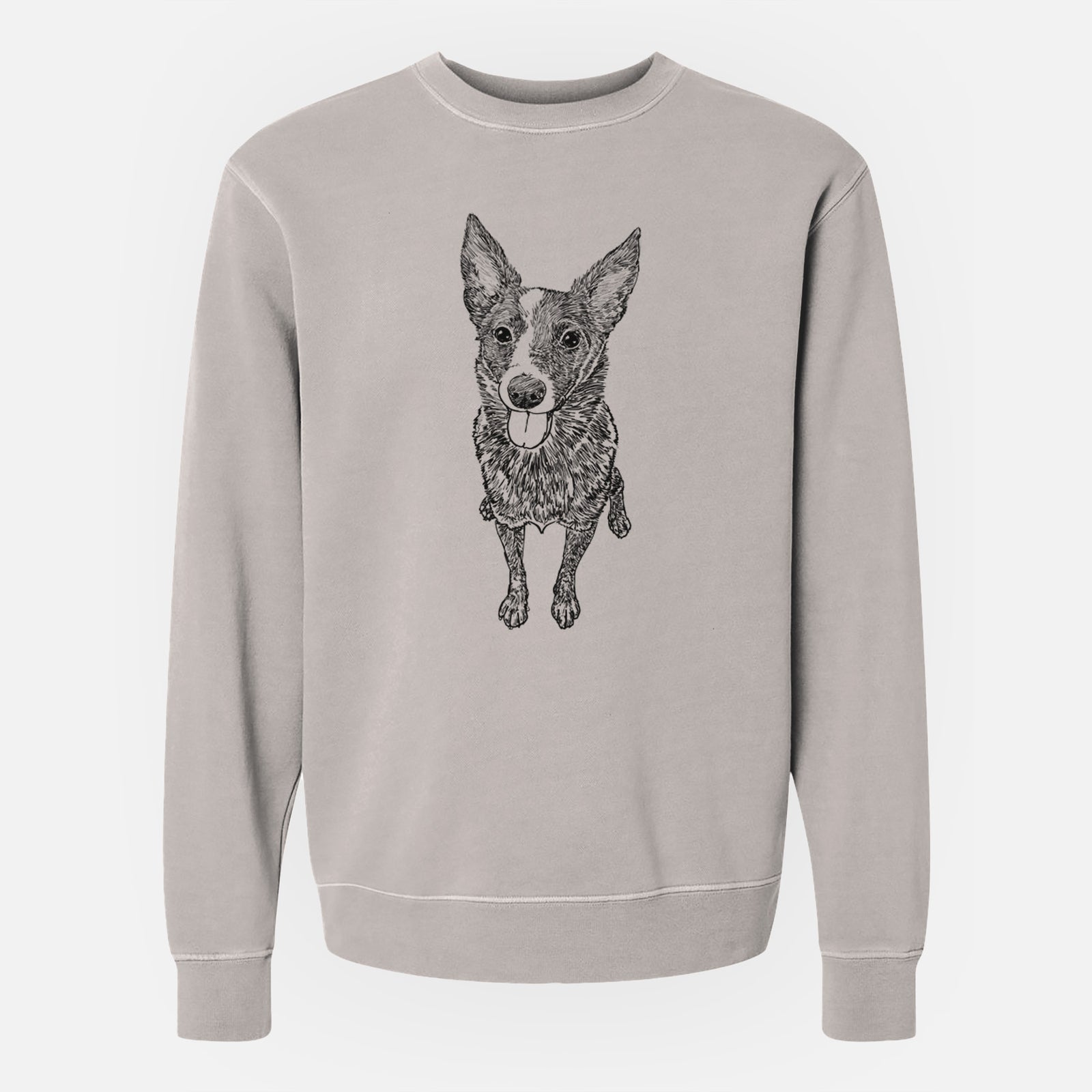 Doodled Zane the Australian Cattle Dog - Unisex Pigment Dyed Crew Sweatshirt