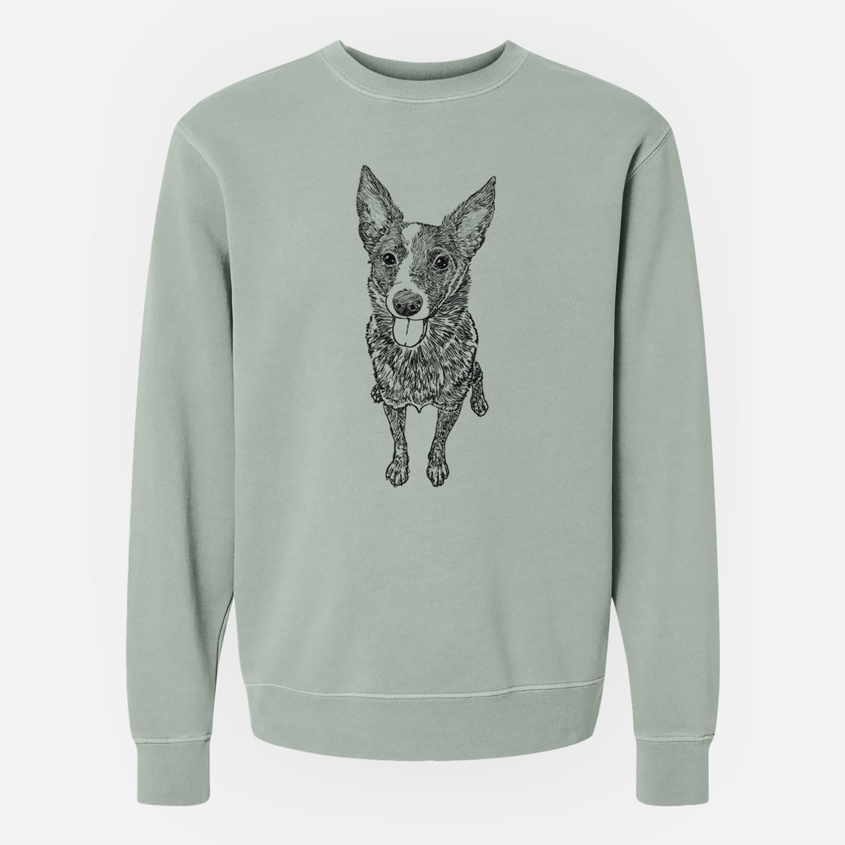 Doodled Zane the Australian Cattle Dog - Unisex Pigment Dyed Crew Sweatshirt
