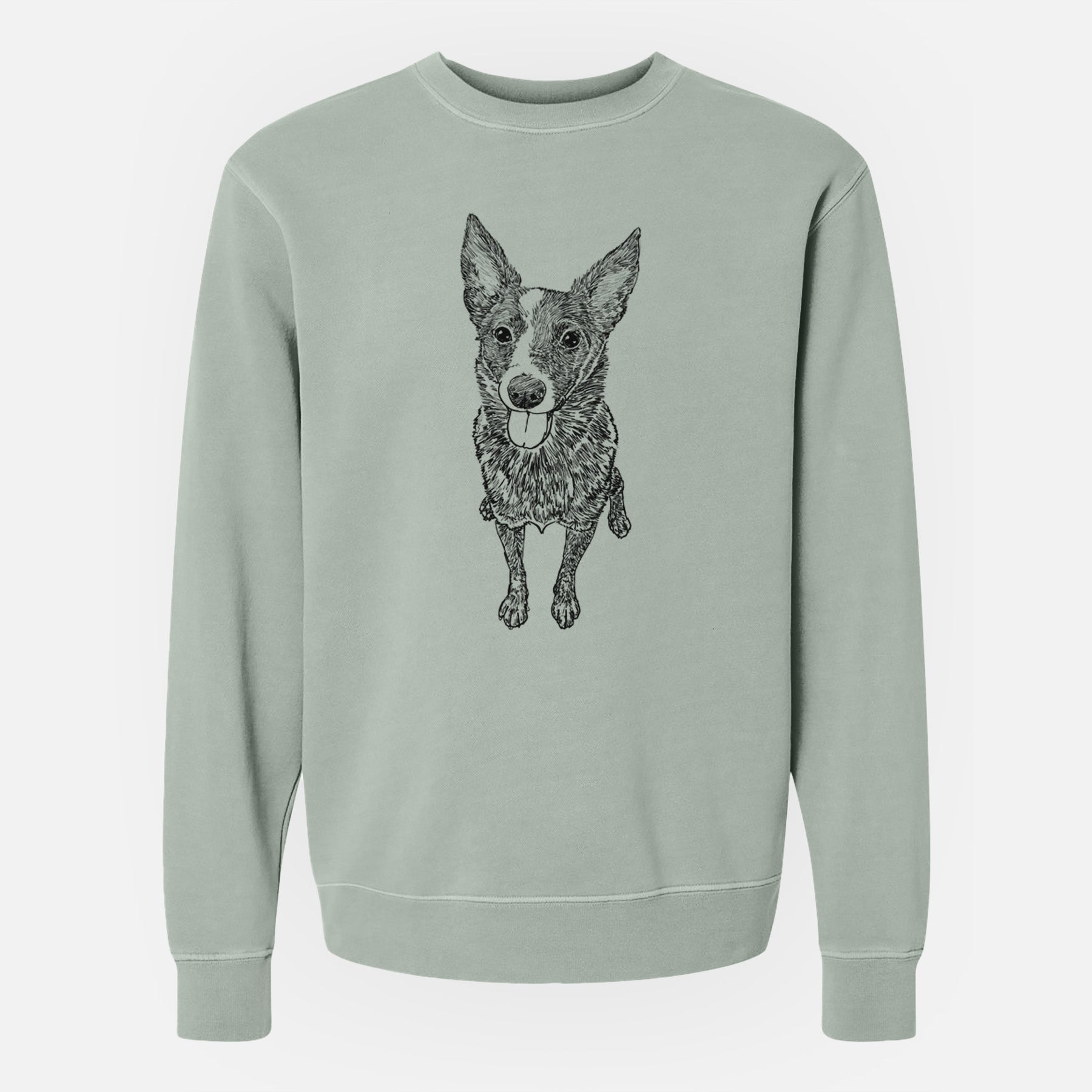 Doodled Zane the Australian Cattle Dog - Unisex Pigment Dyed Crew Sweatshirt
