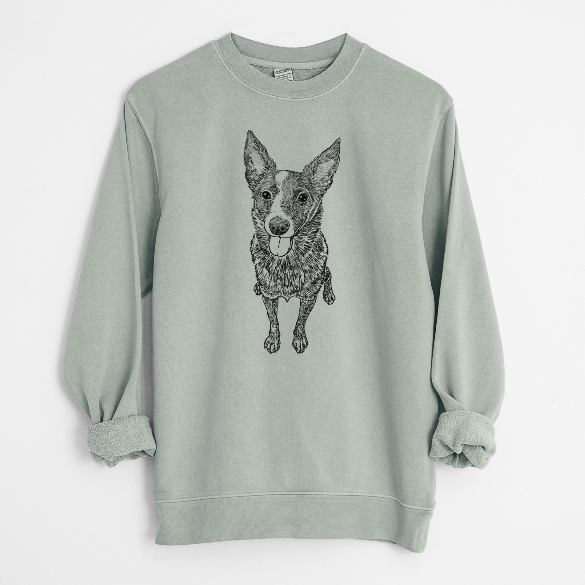 Doodled Zane the Australian Cattle Dog - Unisex Pigment Dyed Crew Sweatshirt