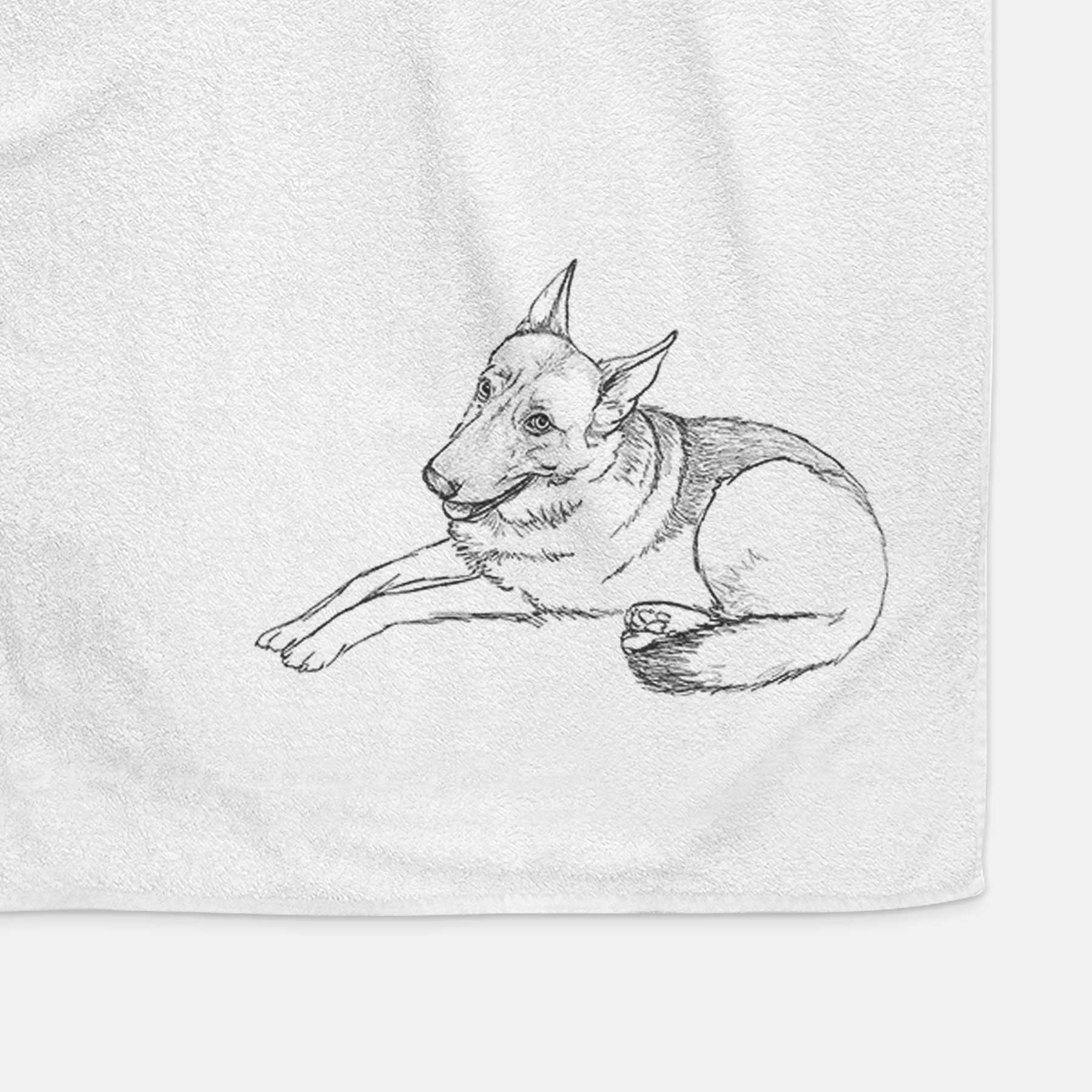 Doodled Zeussy the German Shepherd Decorative Hand Towel