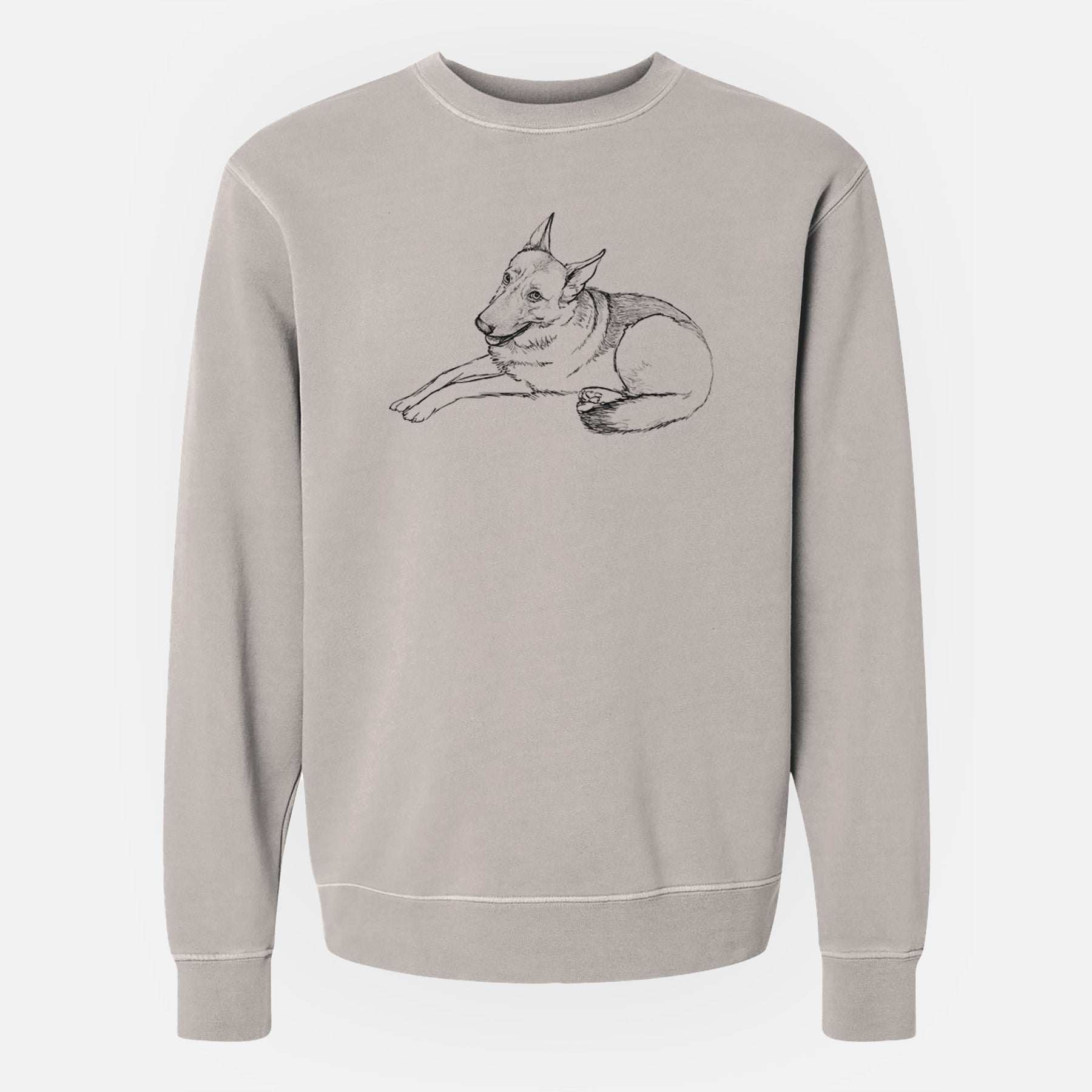 Doodled Zeussy the German Shepherd - Unisex Pigment Dyed Crew Sweatshirt