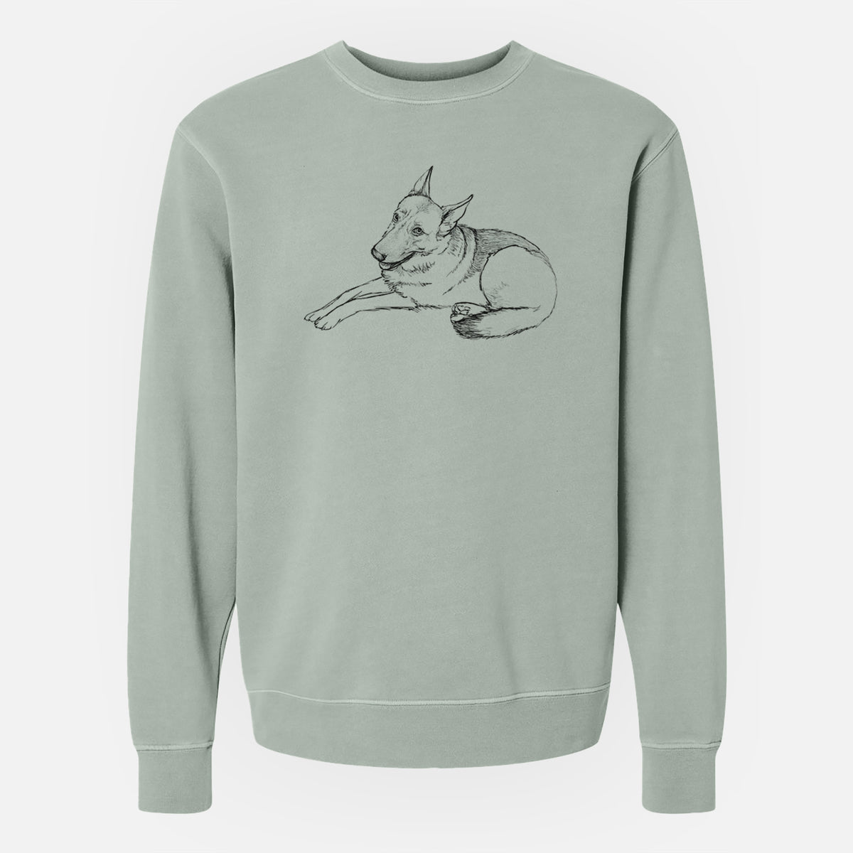 Doodled Zeussy the German Shepherd - Unisex Pigment Dyed Crew Sweatshirt