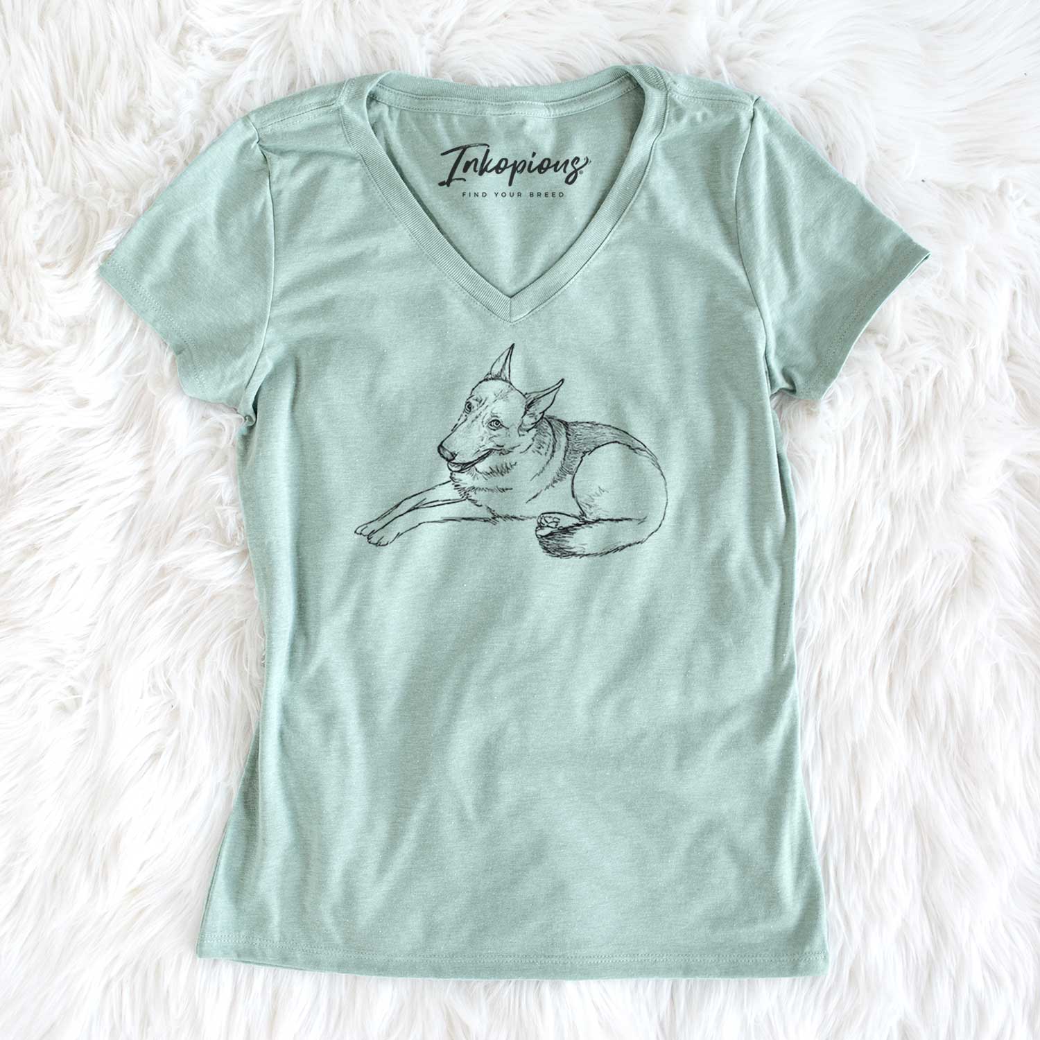 Doodled Zeussy the German Shepherd - Women's V-neck Shirt