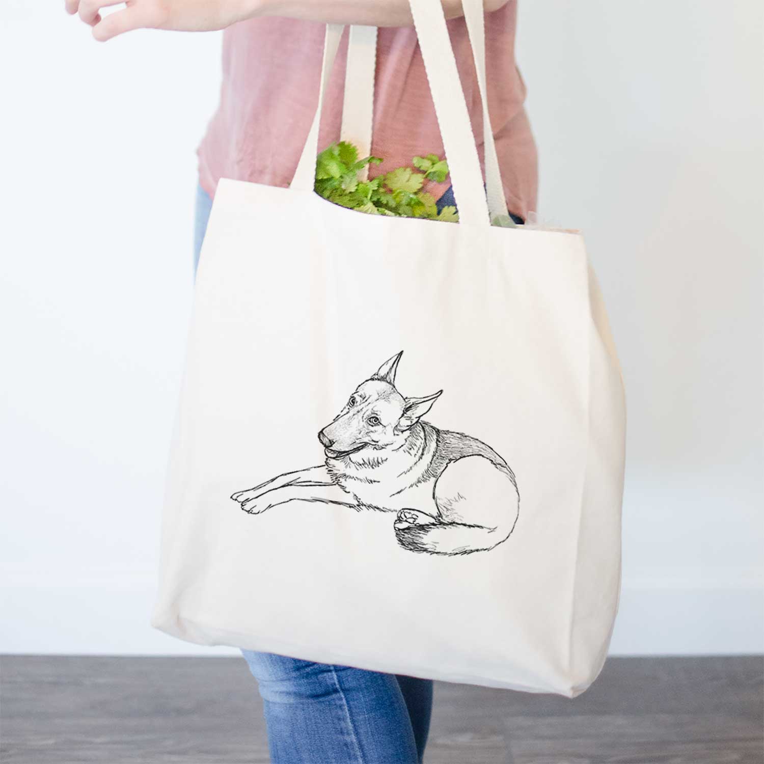 Doodled Zeussy the German Shepherd - Tote Bag