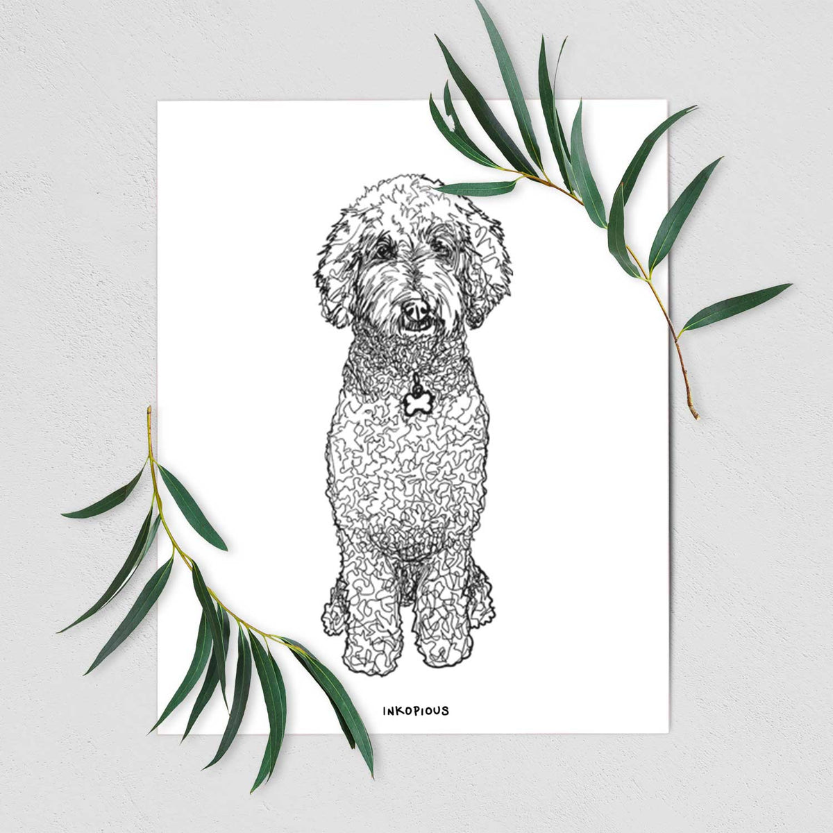 Doodled Zoe the Standard Poodle Art Print