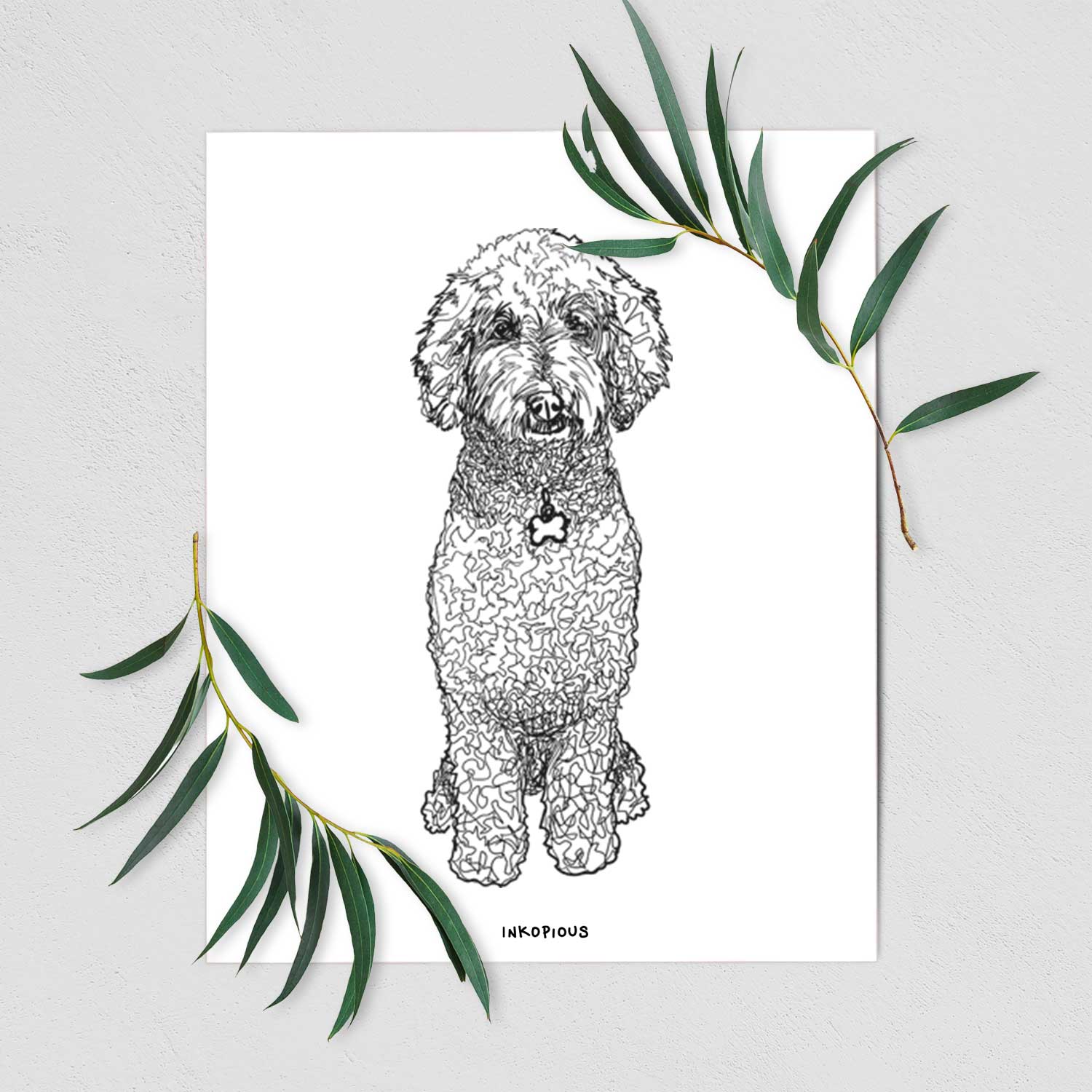 Doodled Zoe the Standard Poodle Art Print