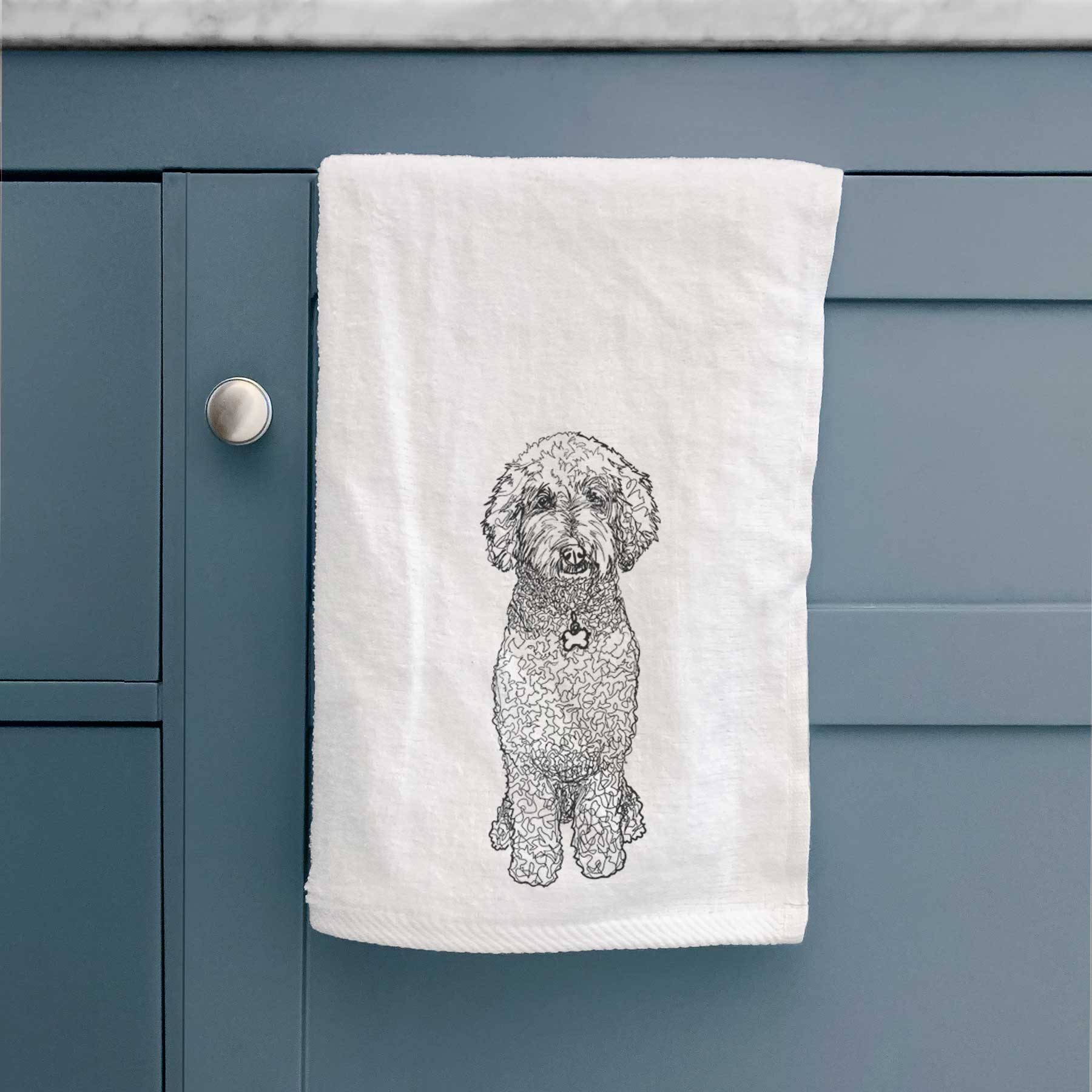 Doodled Zoe the Standard Poodle Decorative Hand Towel