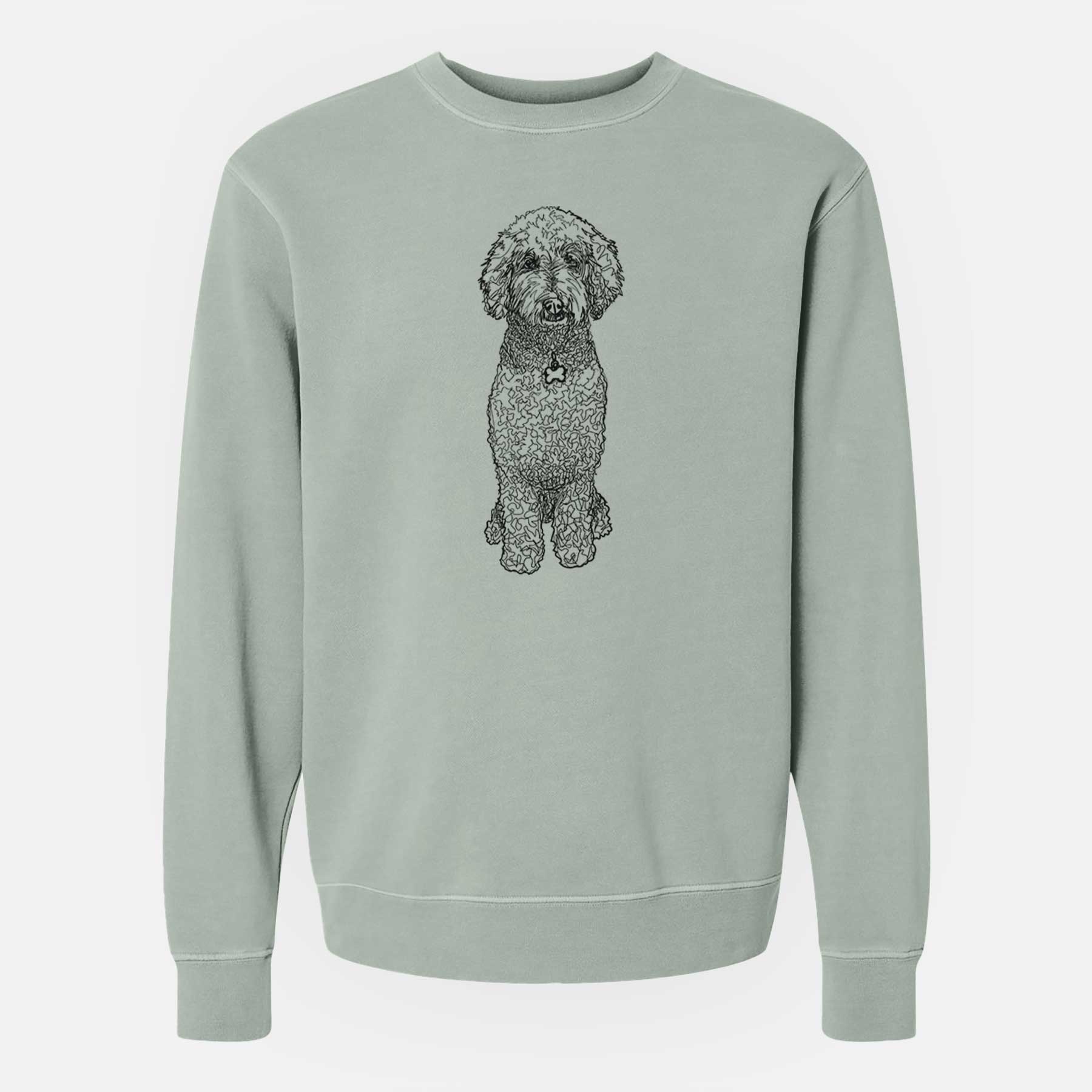 Doodled Zoe the Standard Poodle - Unisex Pigment Dyed Crew Sweatshirt