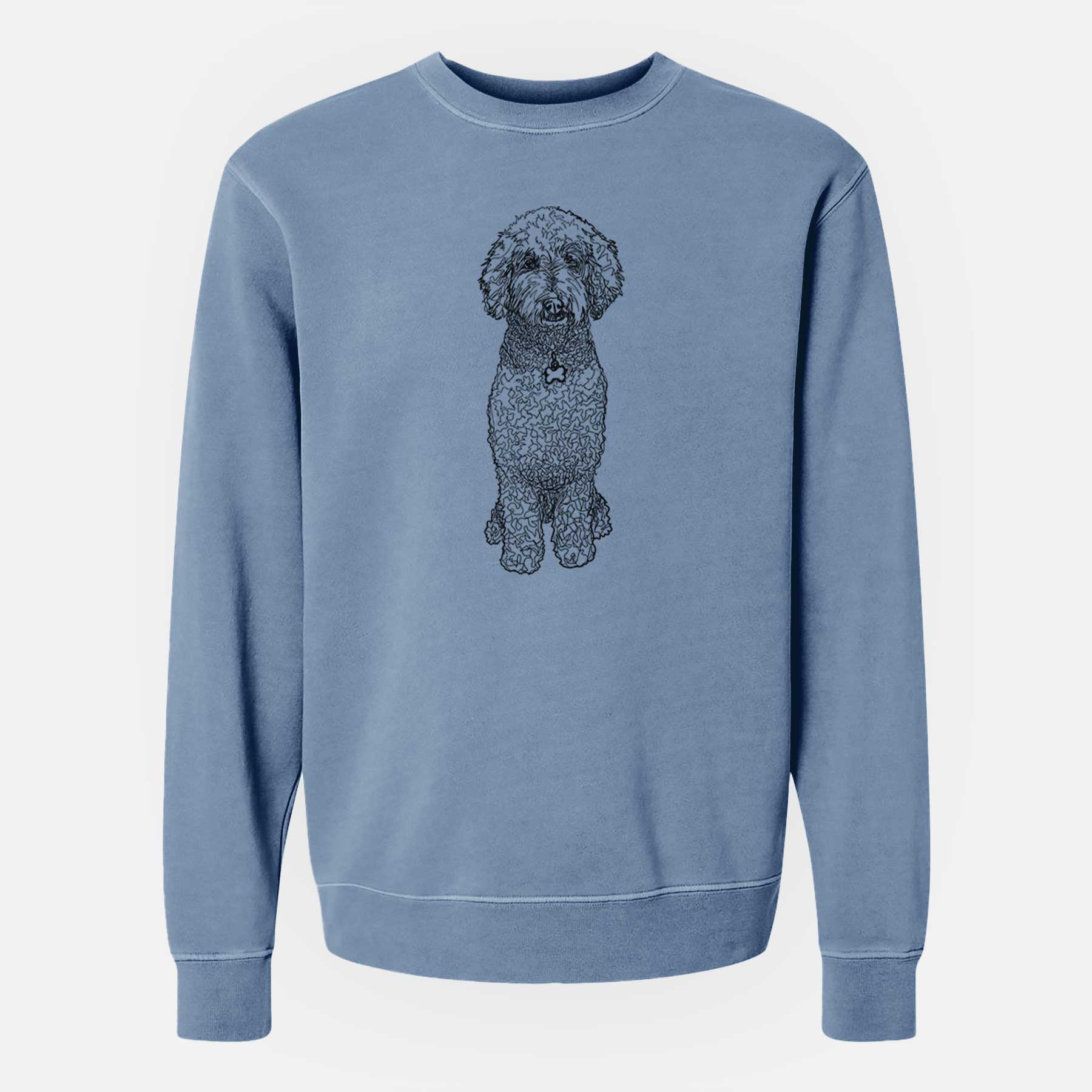 Doodled Zoe the Standard Poodle - Unisex Pigment Dyed Crew Sweatshirt