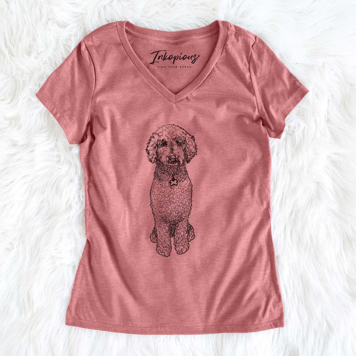 Doodled Zoe the Standard Poodle - Women&#39;s V-neck Shirt