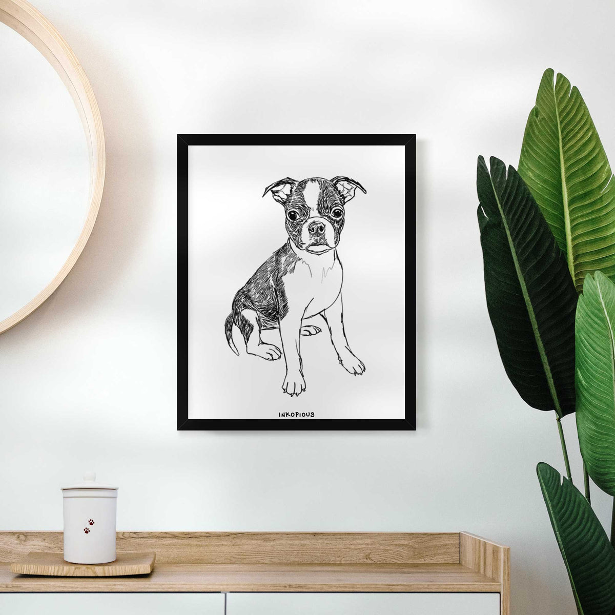 Doodled Zoey the Boston Terrier Art Print