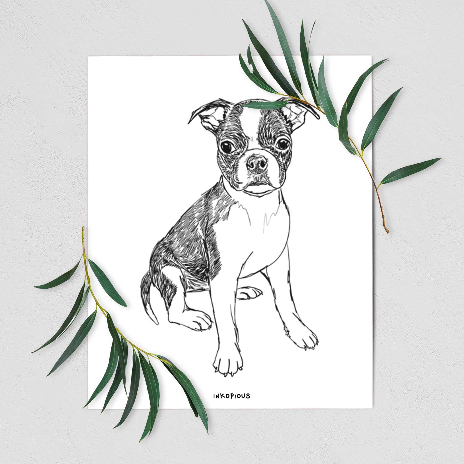 Doodled Zoey the Boston Terrier Art Print