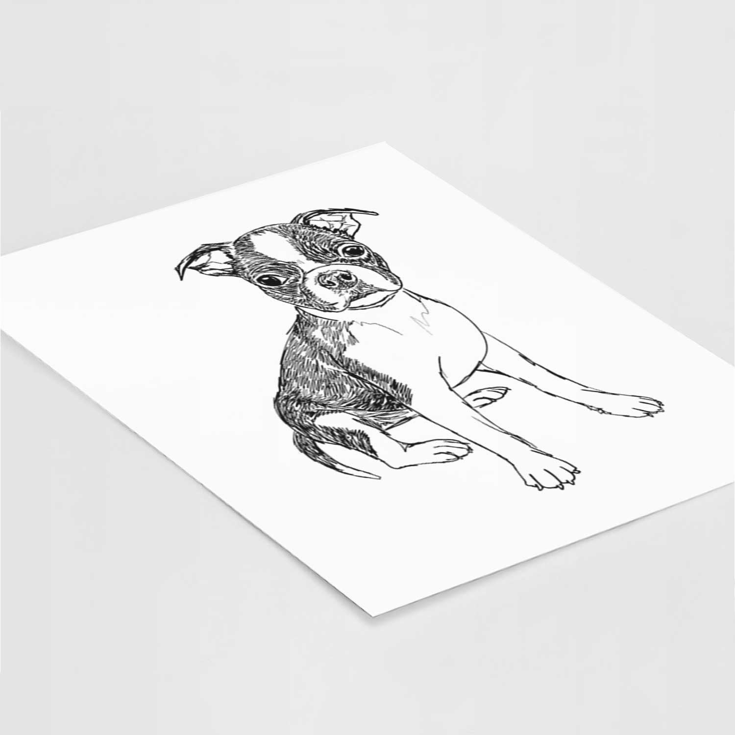 Doodled Zoey the Boston Terrier Art Print