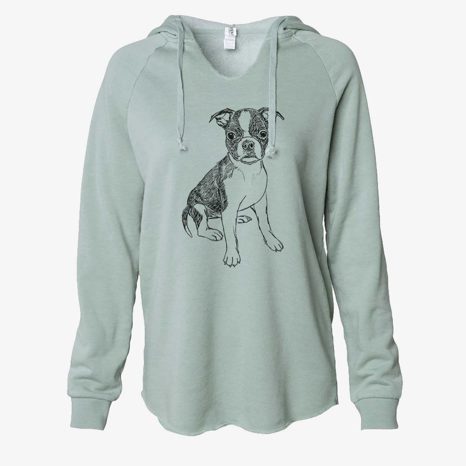 Doodled Zoey the Boston Terrier - Cali Wave Hooded Sweatshirt