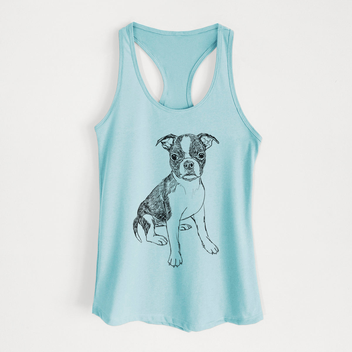 Doodled Zoey the Boston Terrier - Women&#39;s Racerback Tanktop