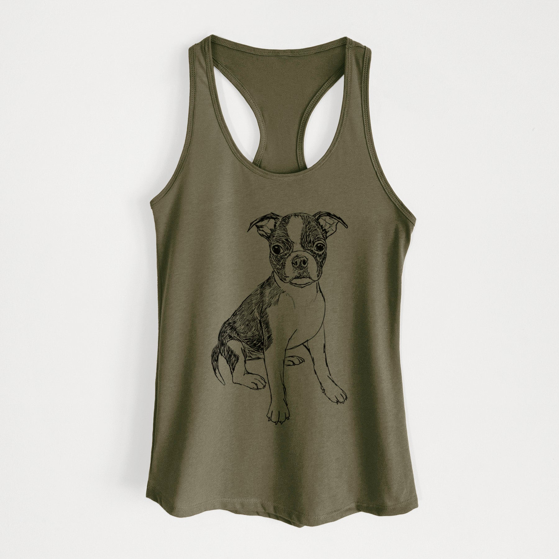 Doodled Zoey the Boston Terrier - Women's Racerback Tanktop