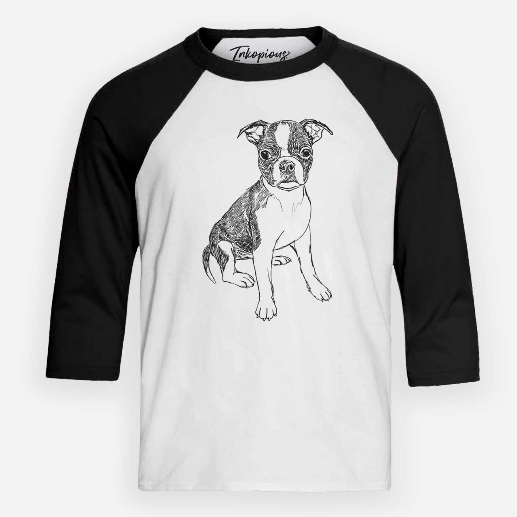 Doodled Zoey the Boston Terrier - Youth 3/4 Long Sleeve