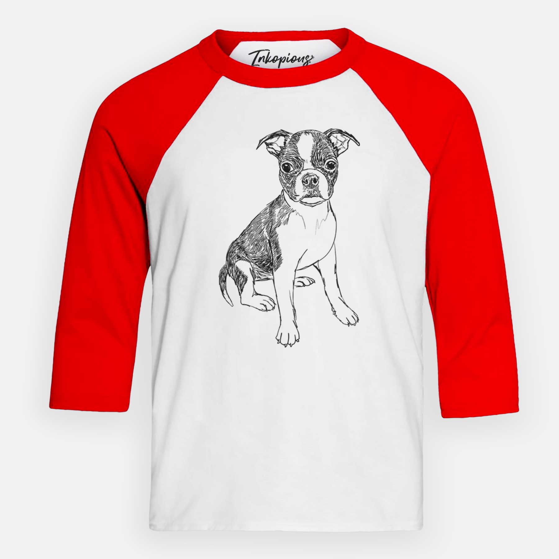 Doodled Zoey the Boston Terrier - Youth 3/4 Long Sleeve