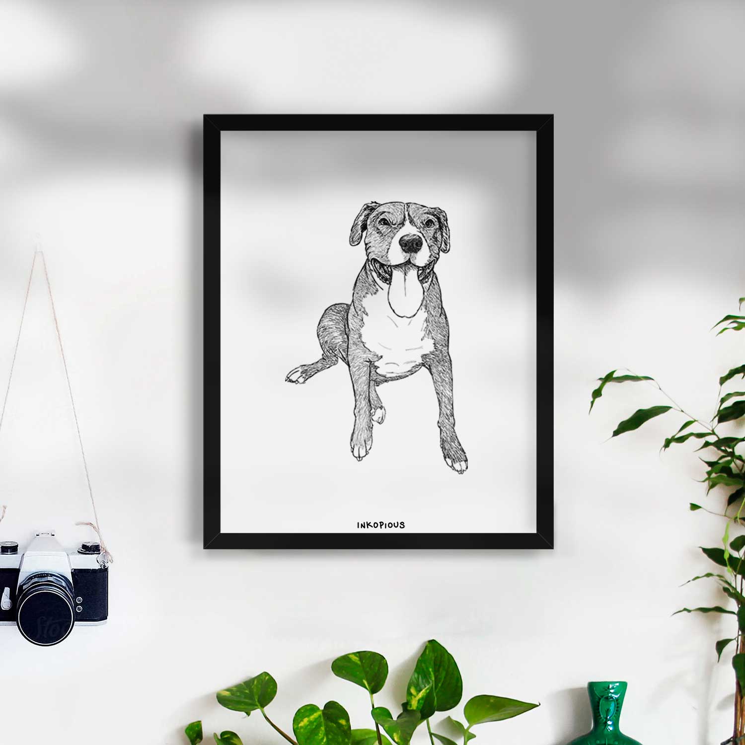 Doodled Zorro the Pitbull Mix Art Print