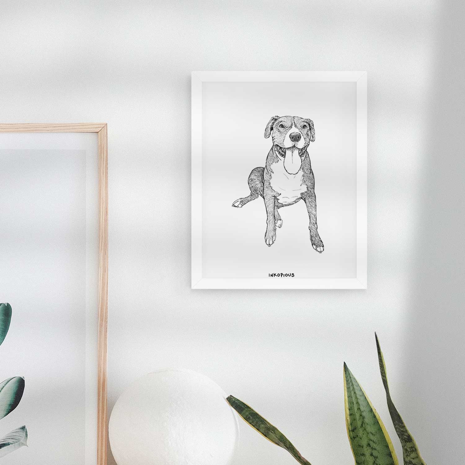 Doodled Zorro the Pitbull Mix Art Print