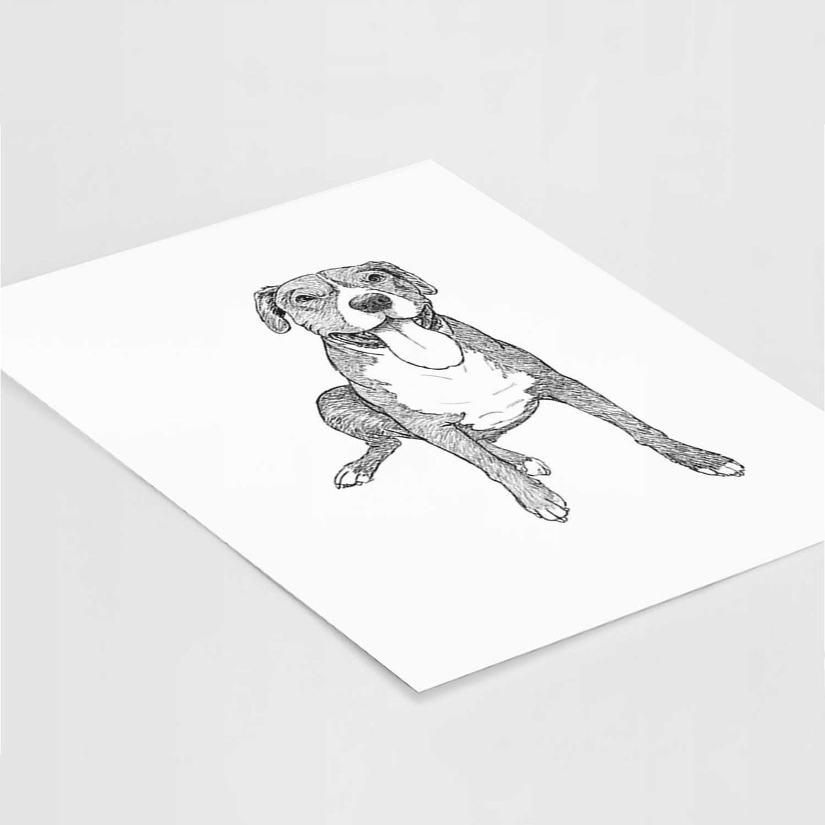 Doodled Zorro the Pitbull Mix Art Print