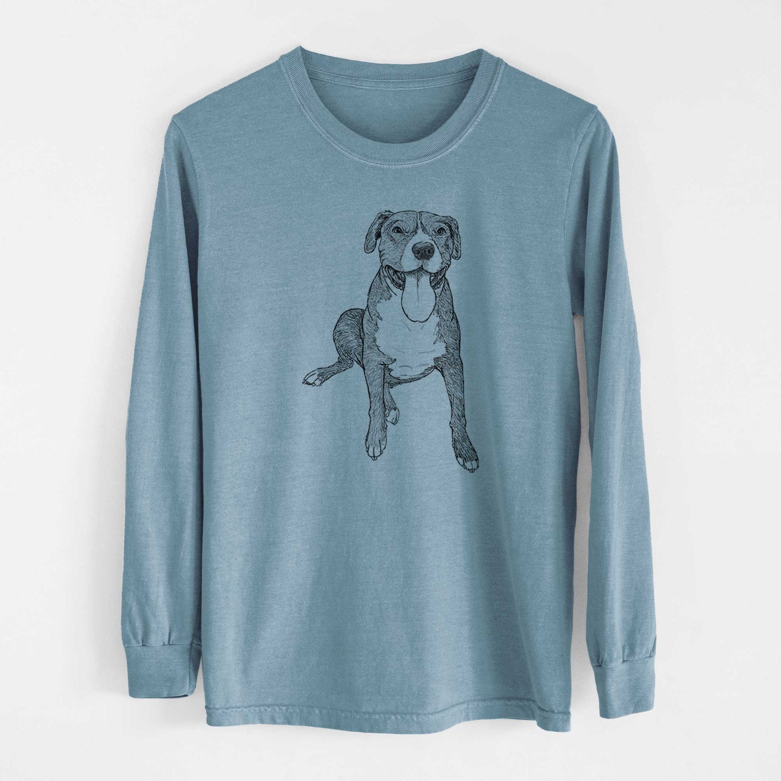 Doodled Zorro the Pitbull Mix - Heavyweight 100% Cotton Long Sleeve