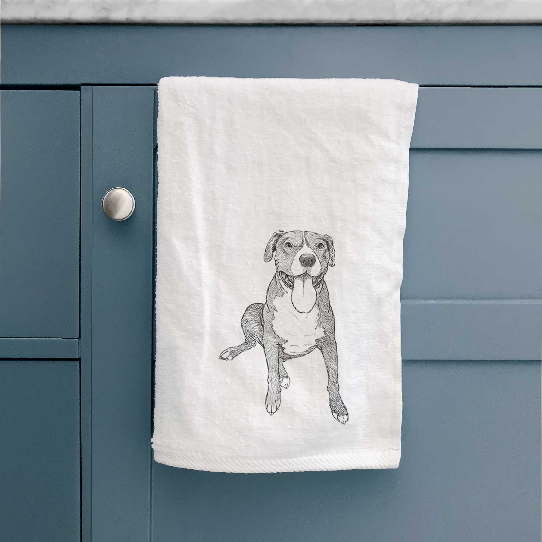 Doodled Zorro the Pitbull Mix Decorative Hand Towel